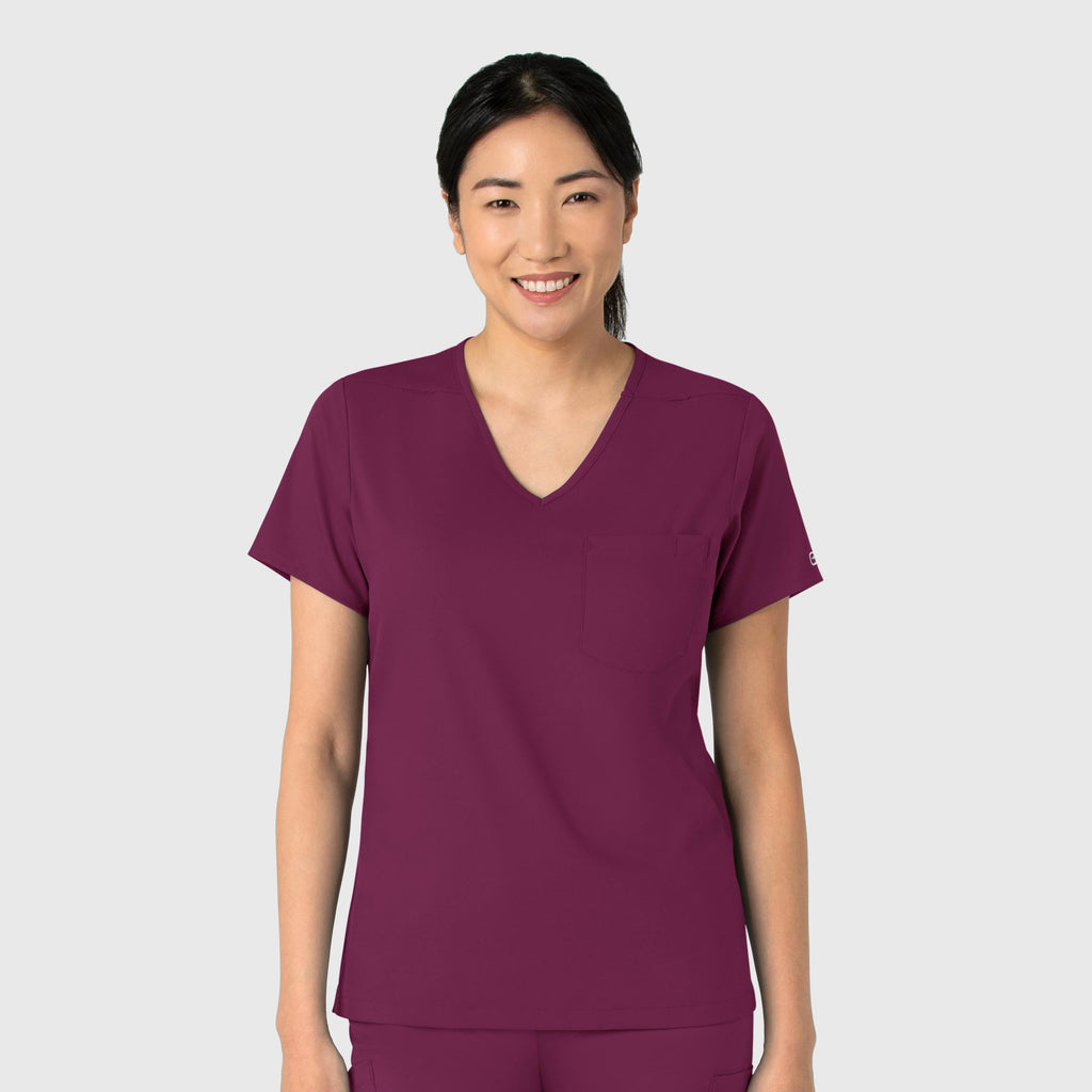 Boundless 6151 Tuck-In Scrub Top Wine