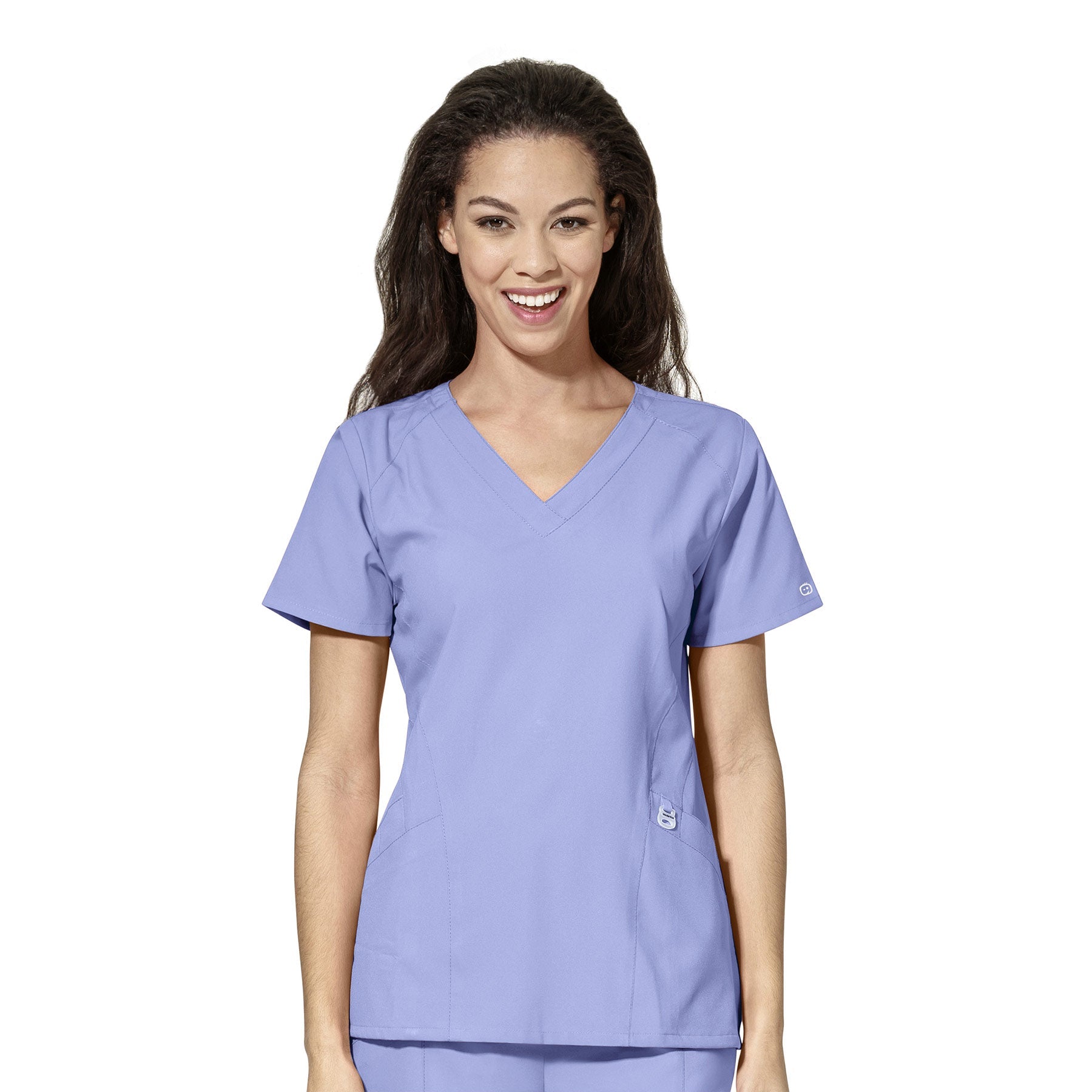 W123 6155 Stylized V-Neck Scrub Top Ceil Blue