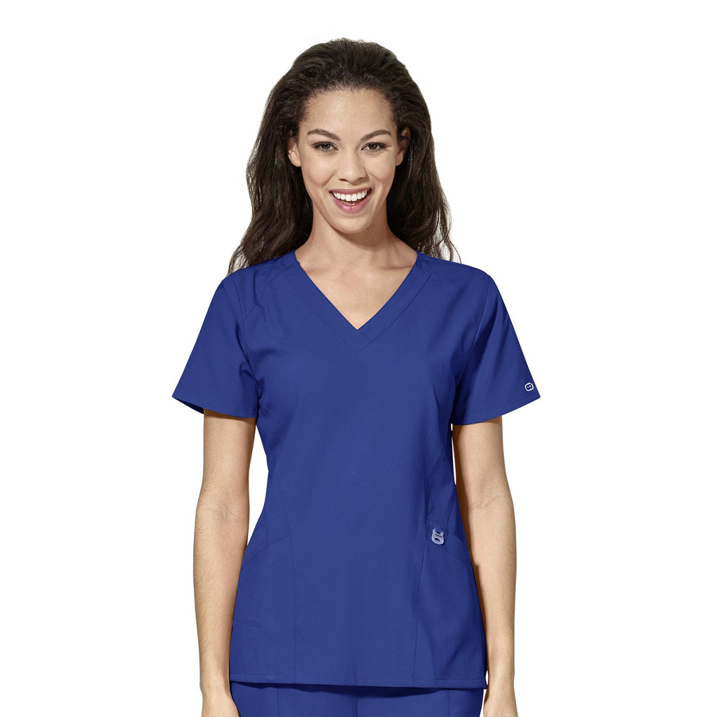 W123 6155 Stylized V-Neck Scrub Top Galaxy Blue