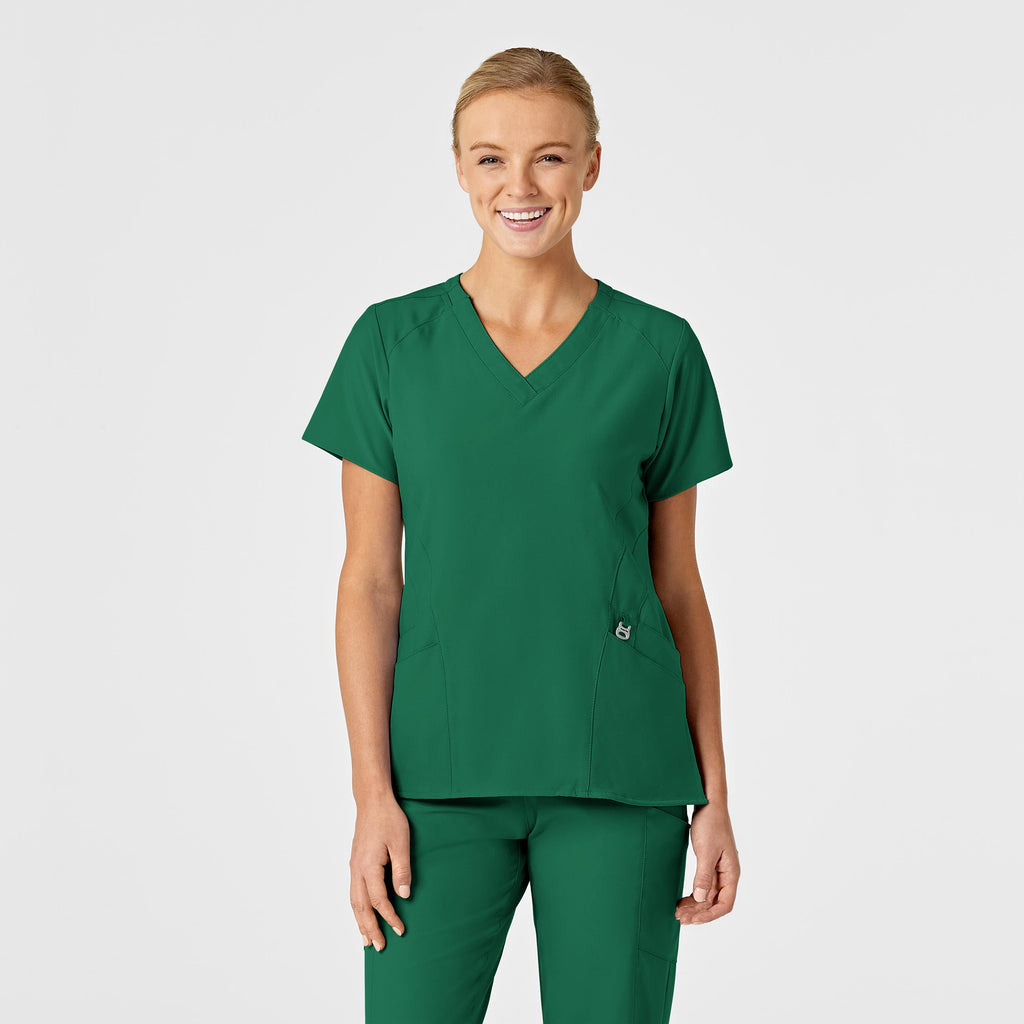W123 6155 Stylized V-Neck Scrub Top Hunter