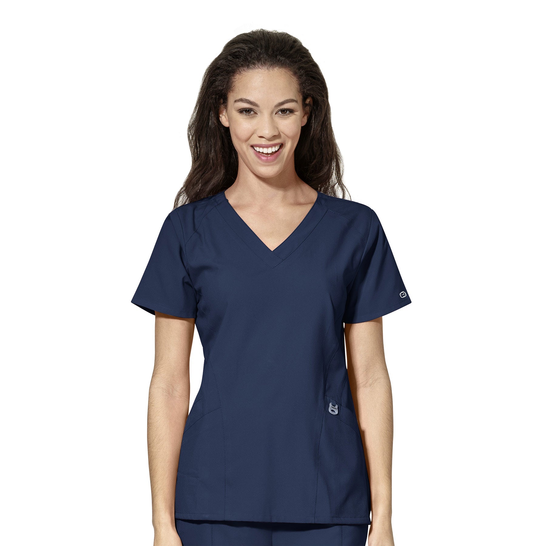 W123 6155 Stylized V-Neck Scrub Top Navy