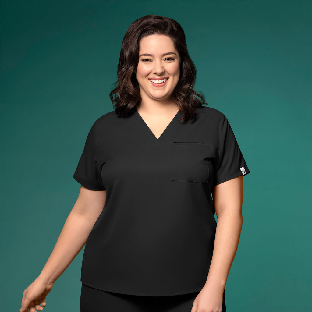 Thrive 6222 V-Neck Tuck-In Scrub Top Black
