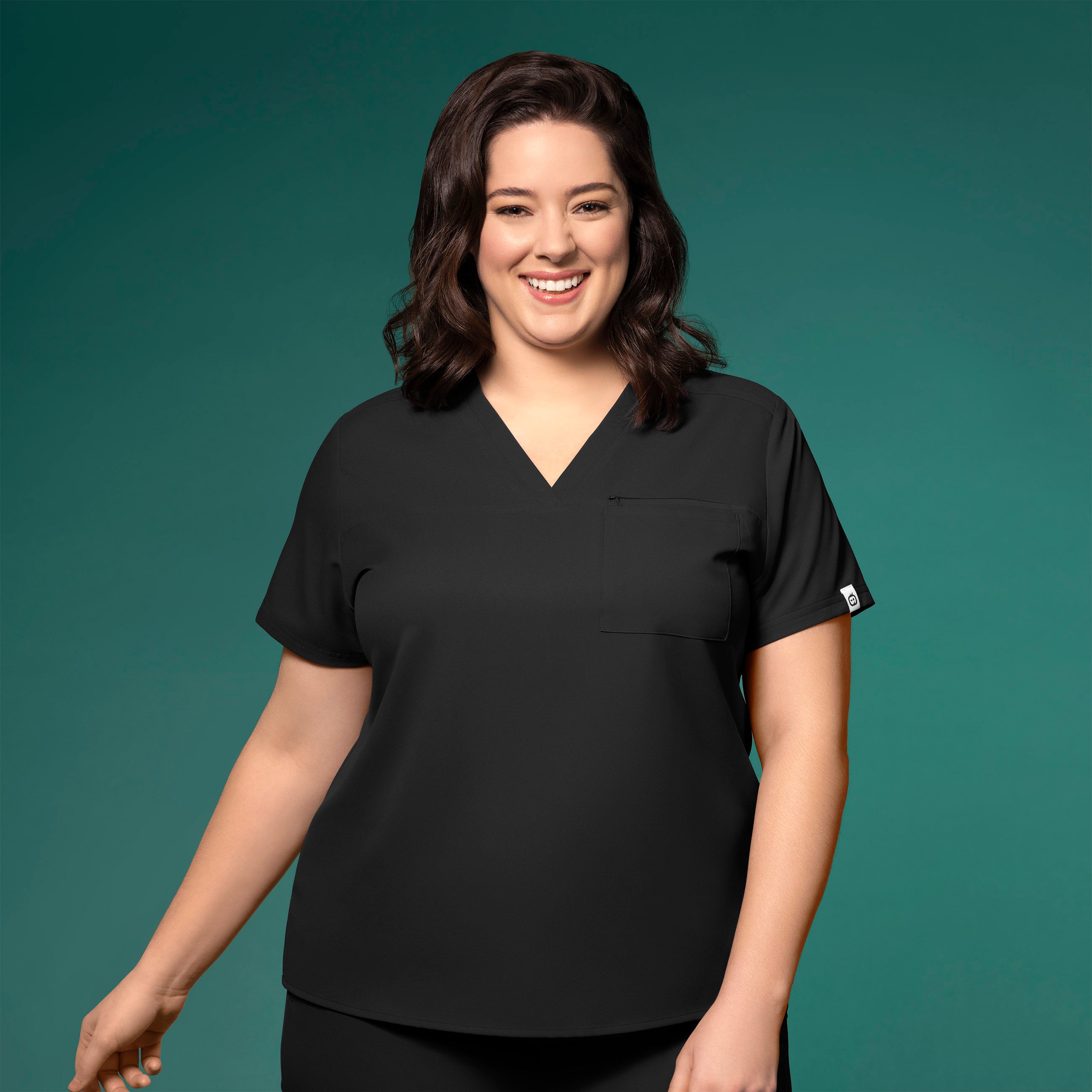 Thrive 6222 V-Neck Tuck-In Scrub Top Black