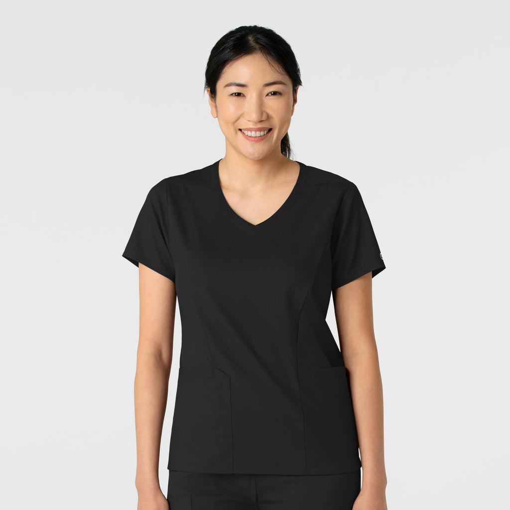 Boundless 6251 2-Pocket V-Neck Scrub Top Black