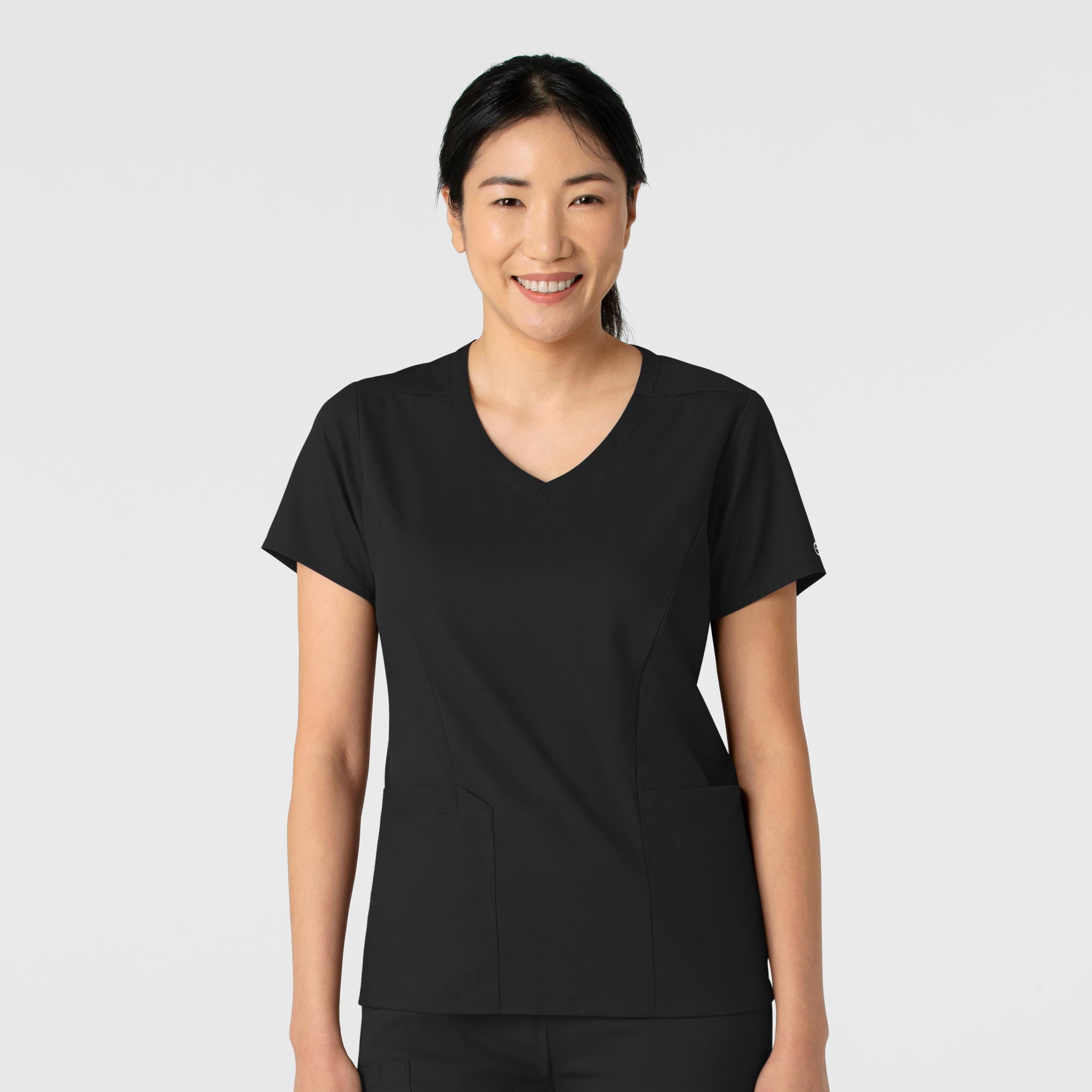Boundless 6251 2-Pocket V-Neck Scrub Top Black