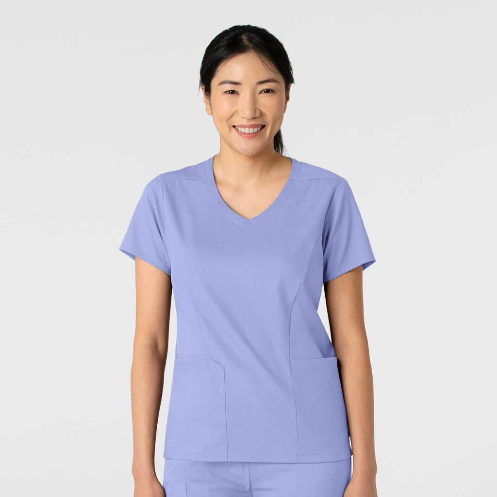 Boundless 6251 2-Pocket V-Neck Scrub Top Ceil Blue