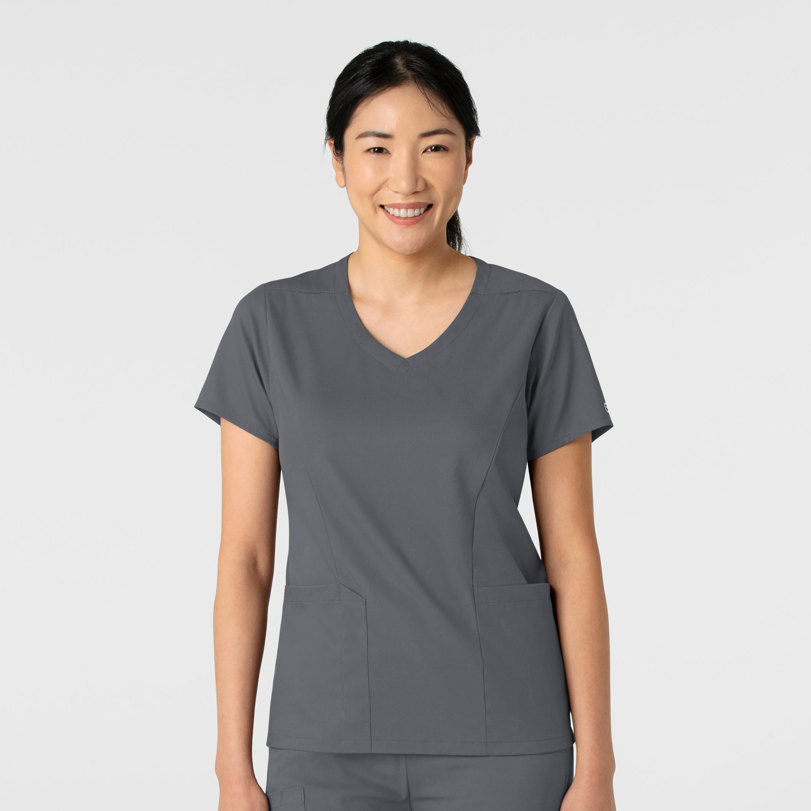 Boundless 6251 2-Pocket V-Neck Scrub Top Pewter