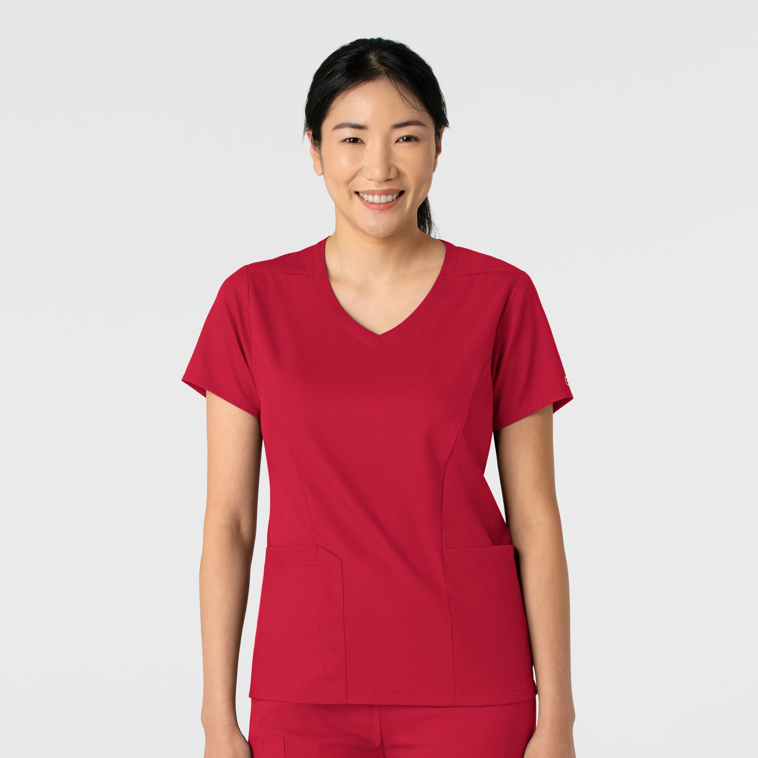Boundless 6251 2-Pocket V-Neck Scrub Top Red