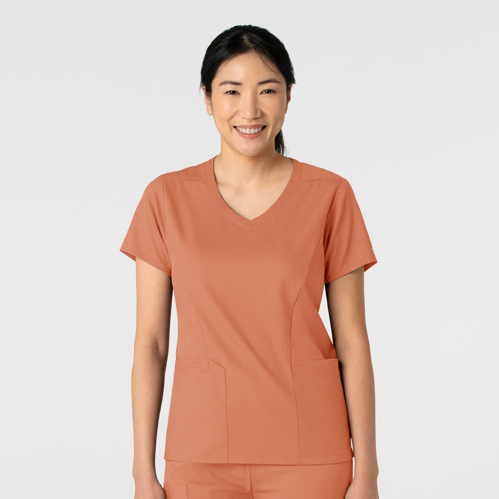 Boundless 6251 2-Pocket V-Neck Scrub Top Terracotta