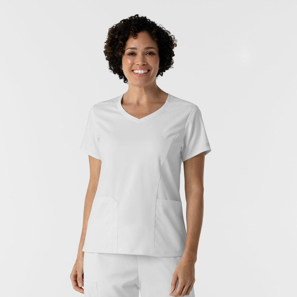 Boundless 6251 2-Pocket V-Neck Scrub Top White