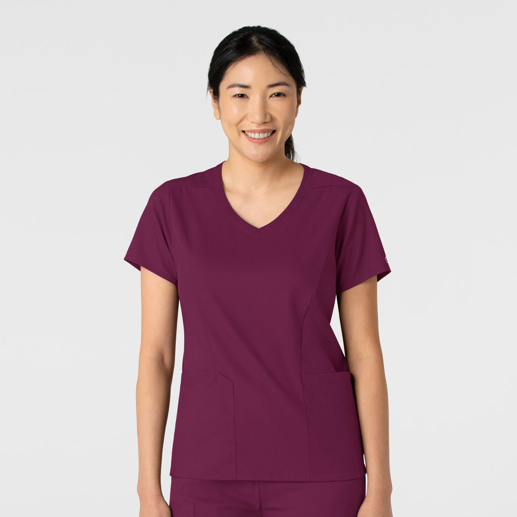 Boundless 6251 2-Pocket V-Neck Scrub Top Wine