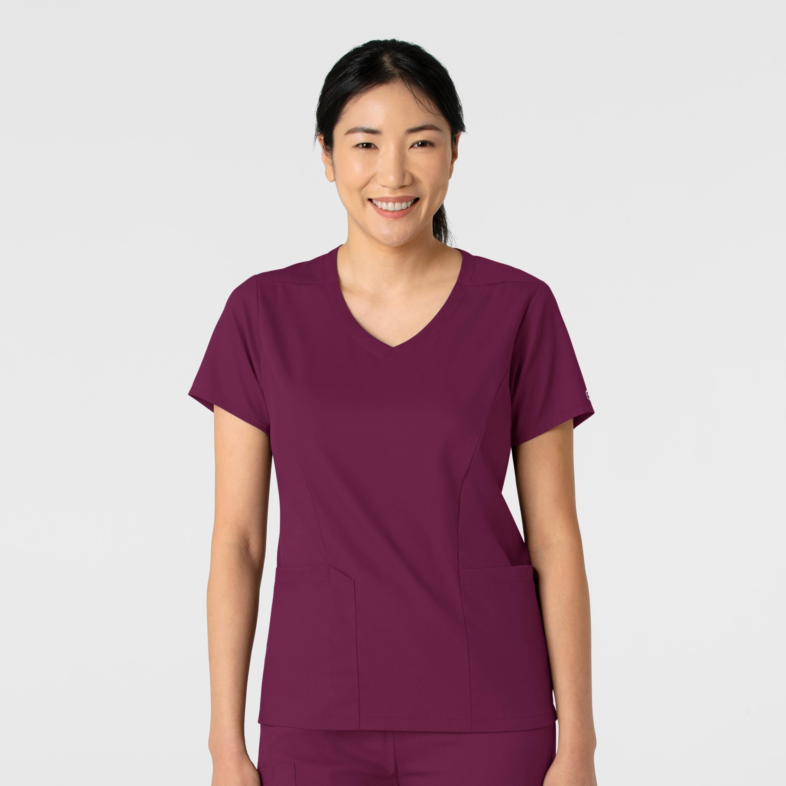 Boundless 6251 2-Pocket V-Neck Scrub Top Wine