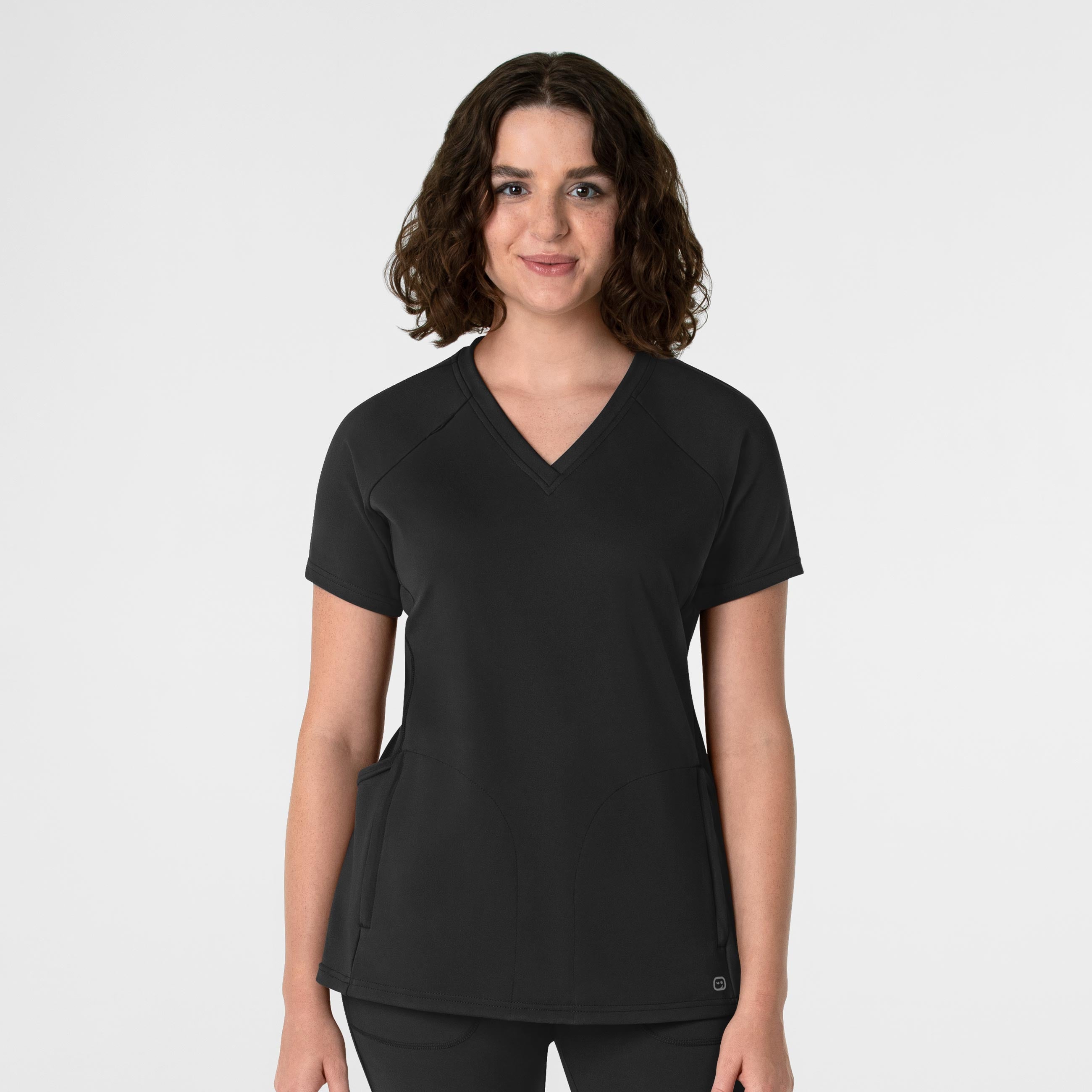 RENEW 6259 Knit Flex-n-Reach V-Neck Raglan Scrub Top Black