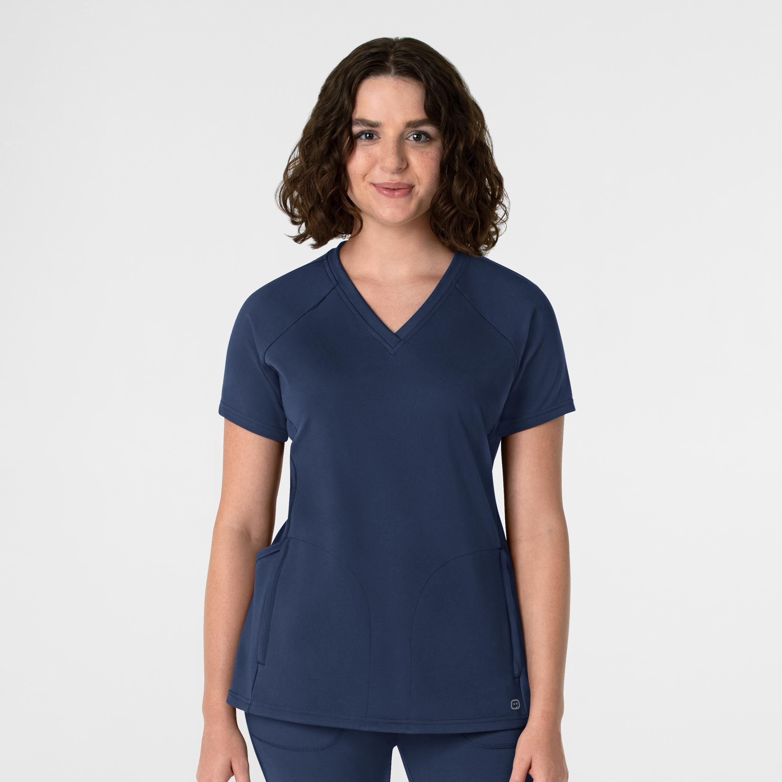 RENEW 6259 Knit Flex-n-Reach V-Neck Raglan Scrub Top Navy