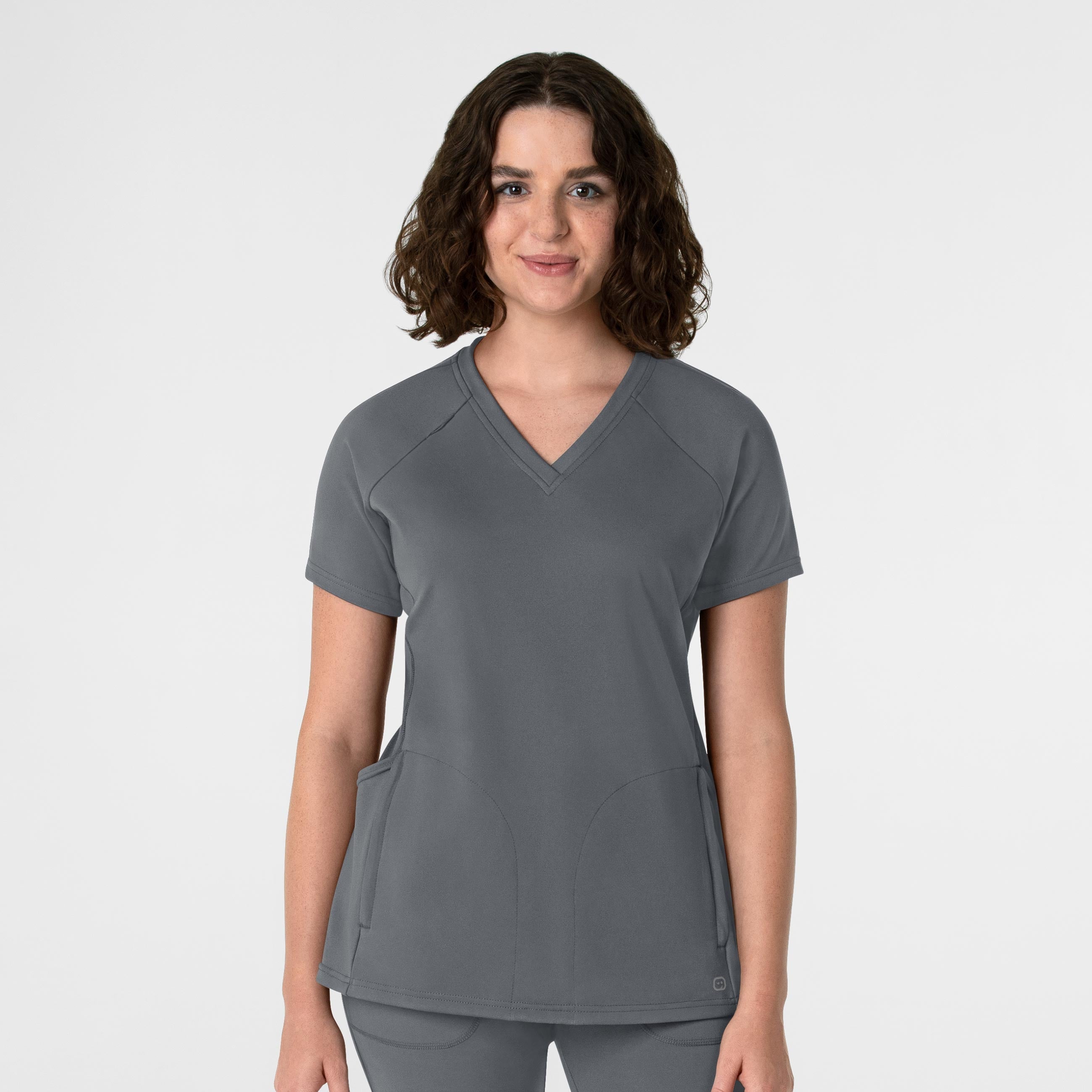 RENEW 6259 Knit Flex-n-Reach V-Neck Raglan Scrub Top Pewter