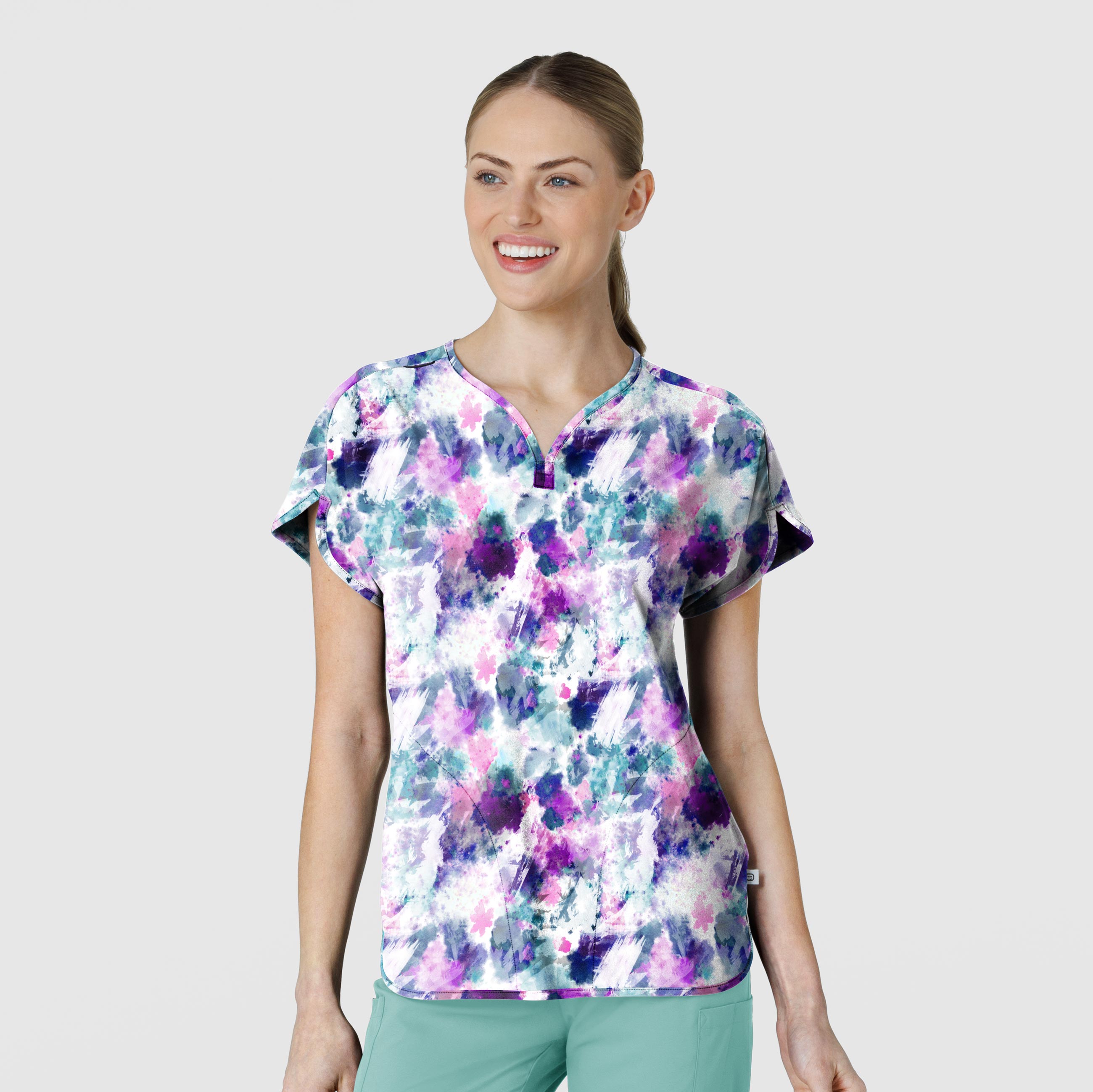 Fashion Prints 6267 Dolman Print Scrub Top Futuristic Floral