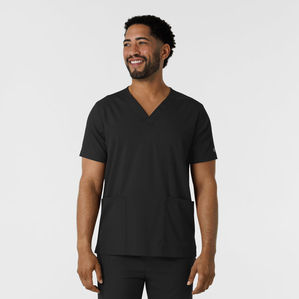 Boundless 6351 Men's Multi Pocket V-Neck Scrub Top Black