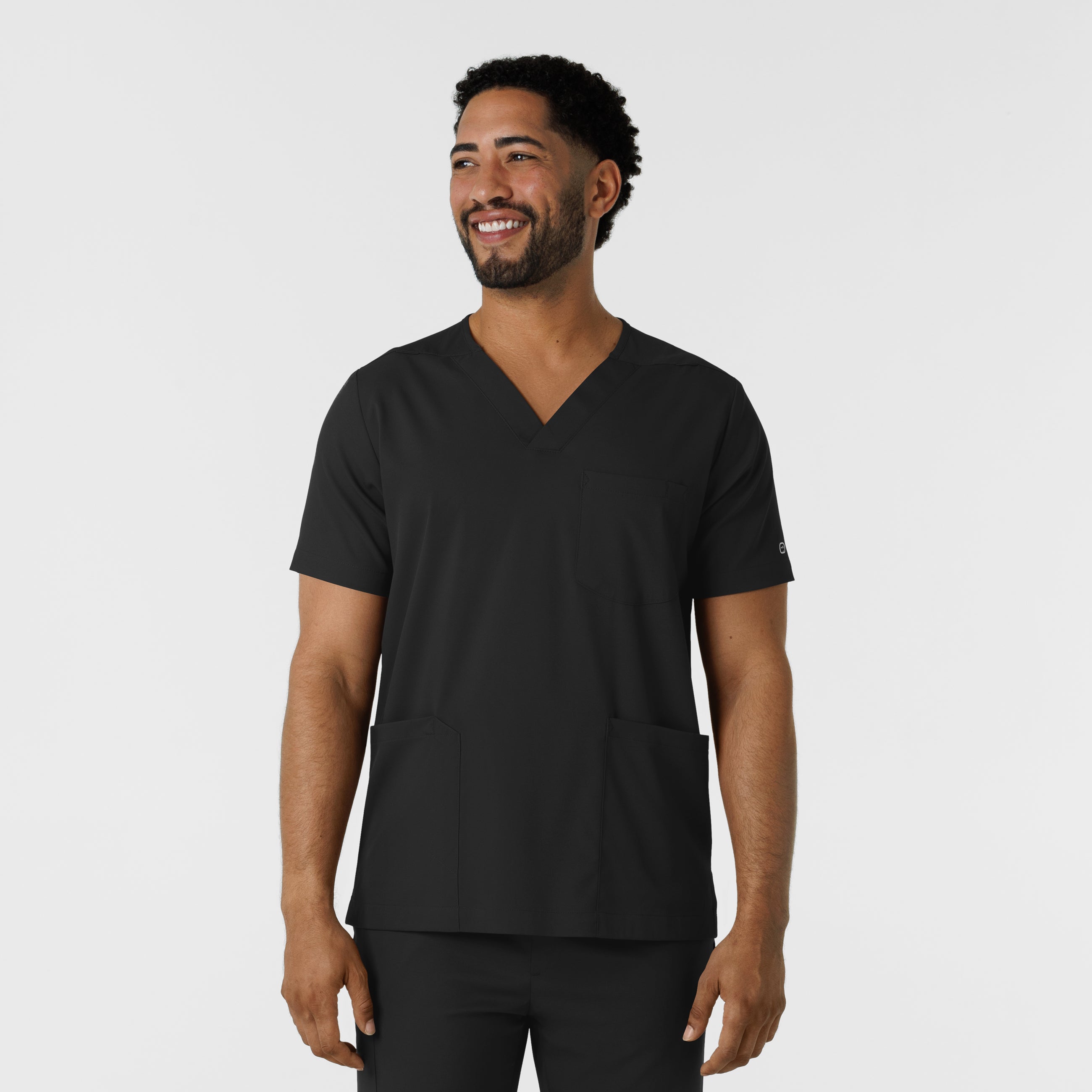 Boundless 6351 Men's Multi Pocket V-Neck Scrub Top Black