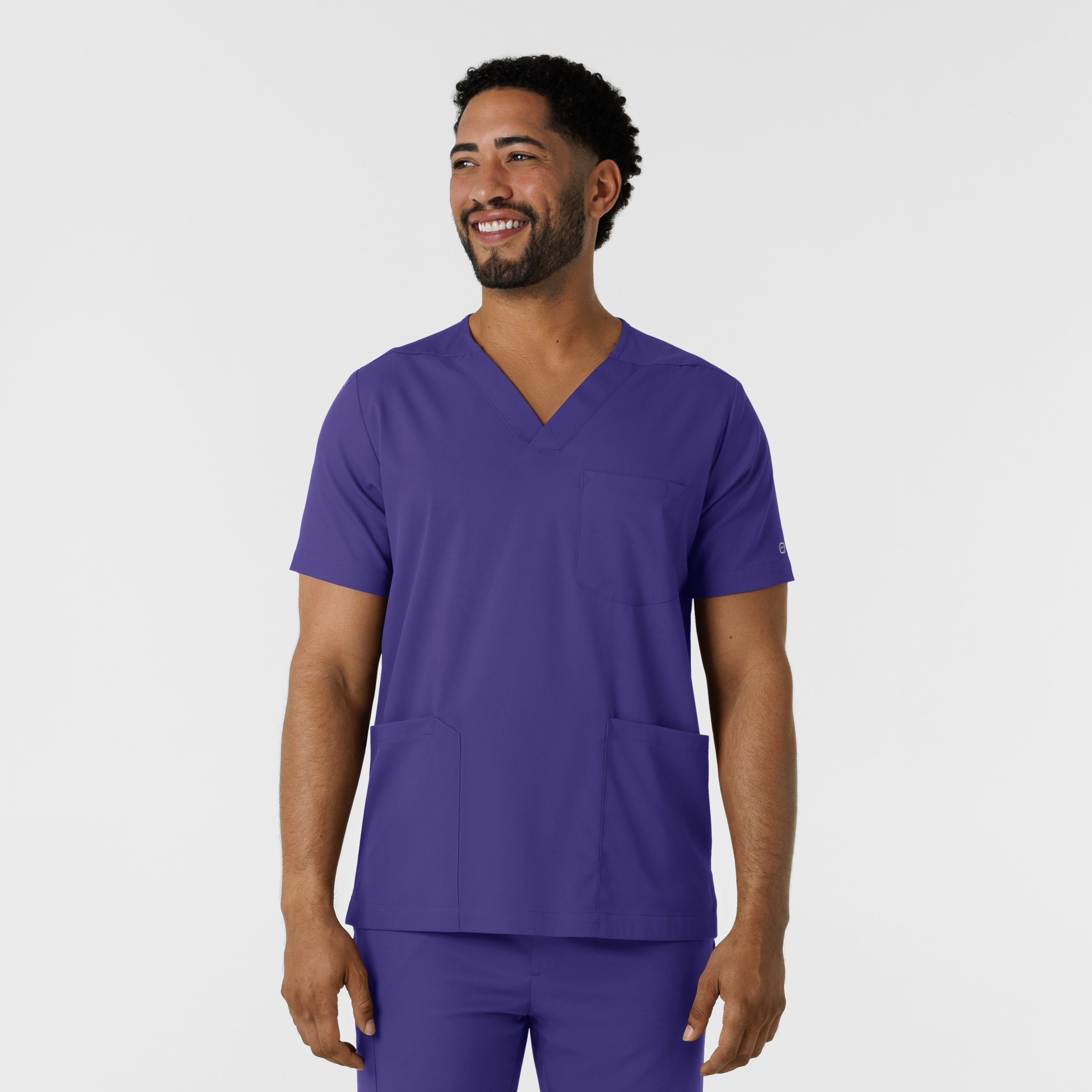 Boundless 6351 Men's Multi Pocket V-Neck Scrub Top Grape