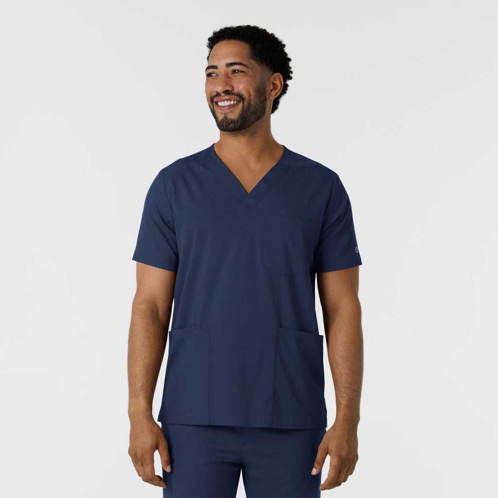 Boundless 6351 Men's Multi Pocket V-Neck Scrub Top Navy