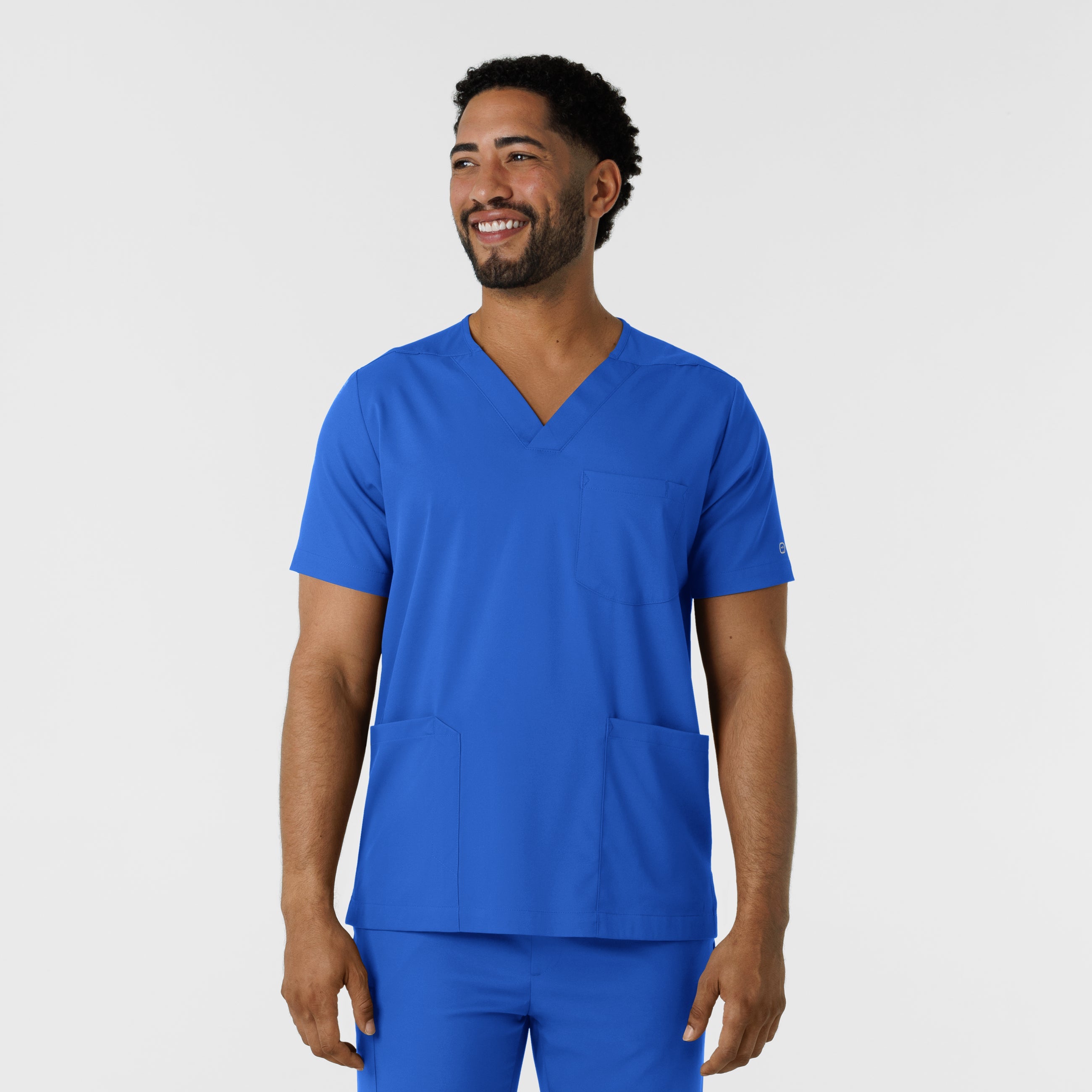 Boundless 6351 Men's Multi Pocket V-Neck Scrub Top Royal