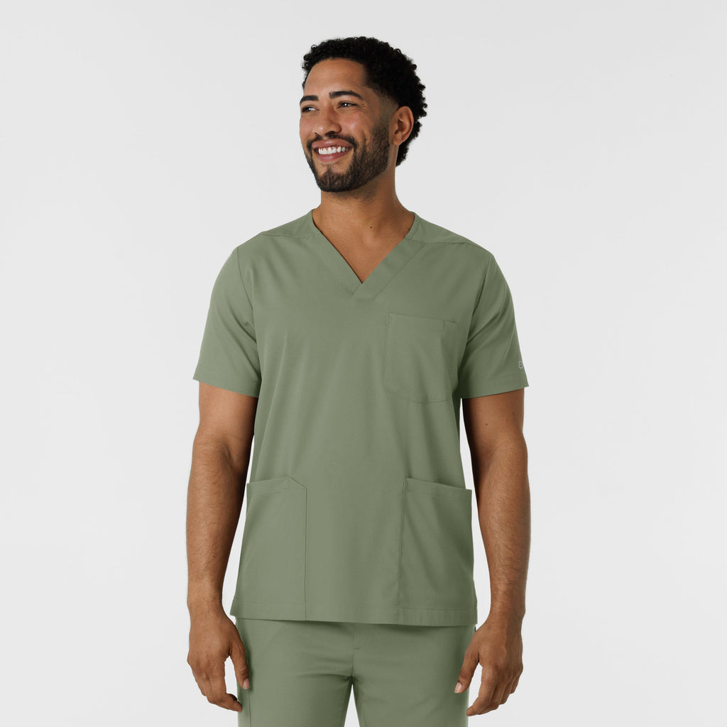 Boundless 6351 Men's Multi Pocket V-Neck Scrub Top Sage