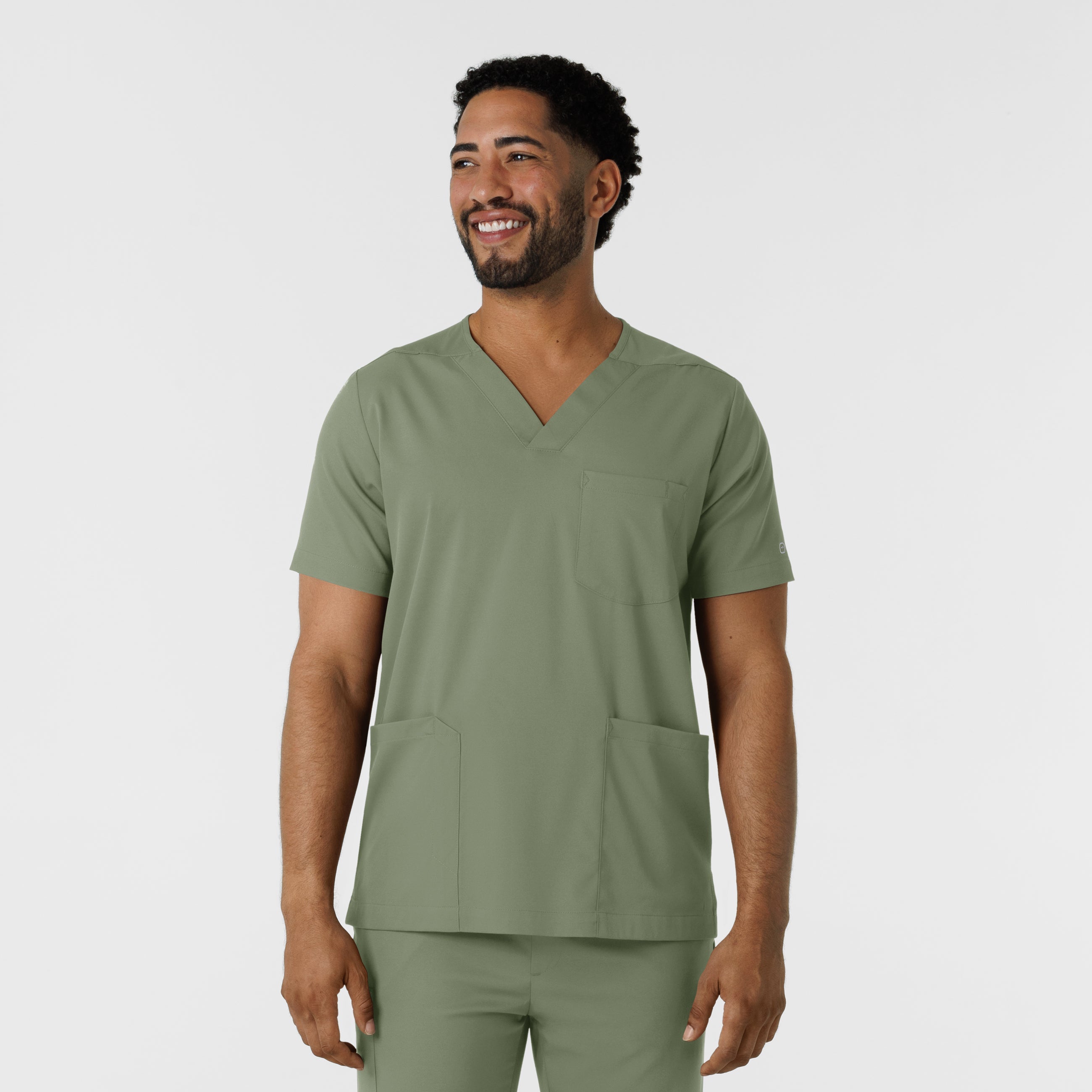 Boundless 6351 Men's Multi Pocket V-Neck Scrub Top Sage