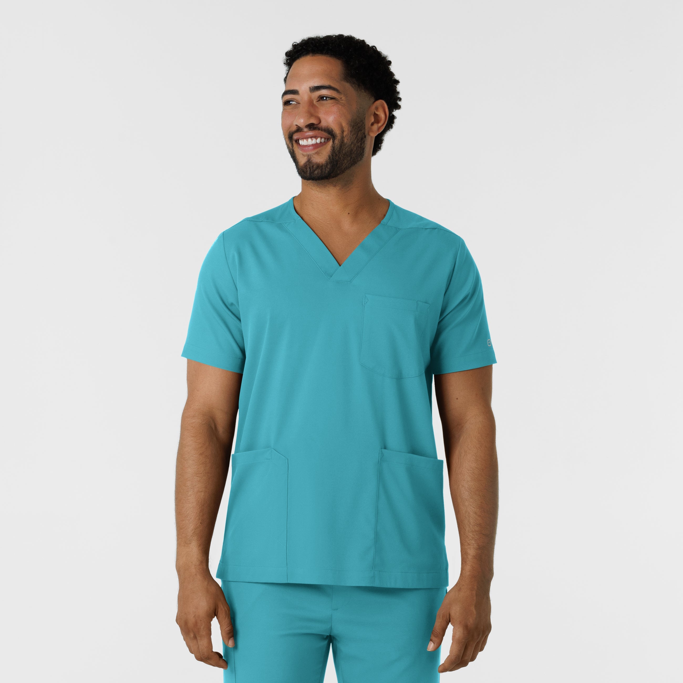 Boundless 6351 Men's Multi Pocket V-Neck Scrub Top Teal