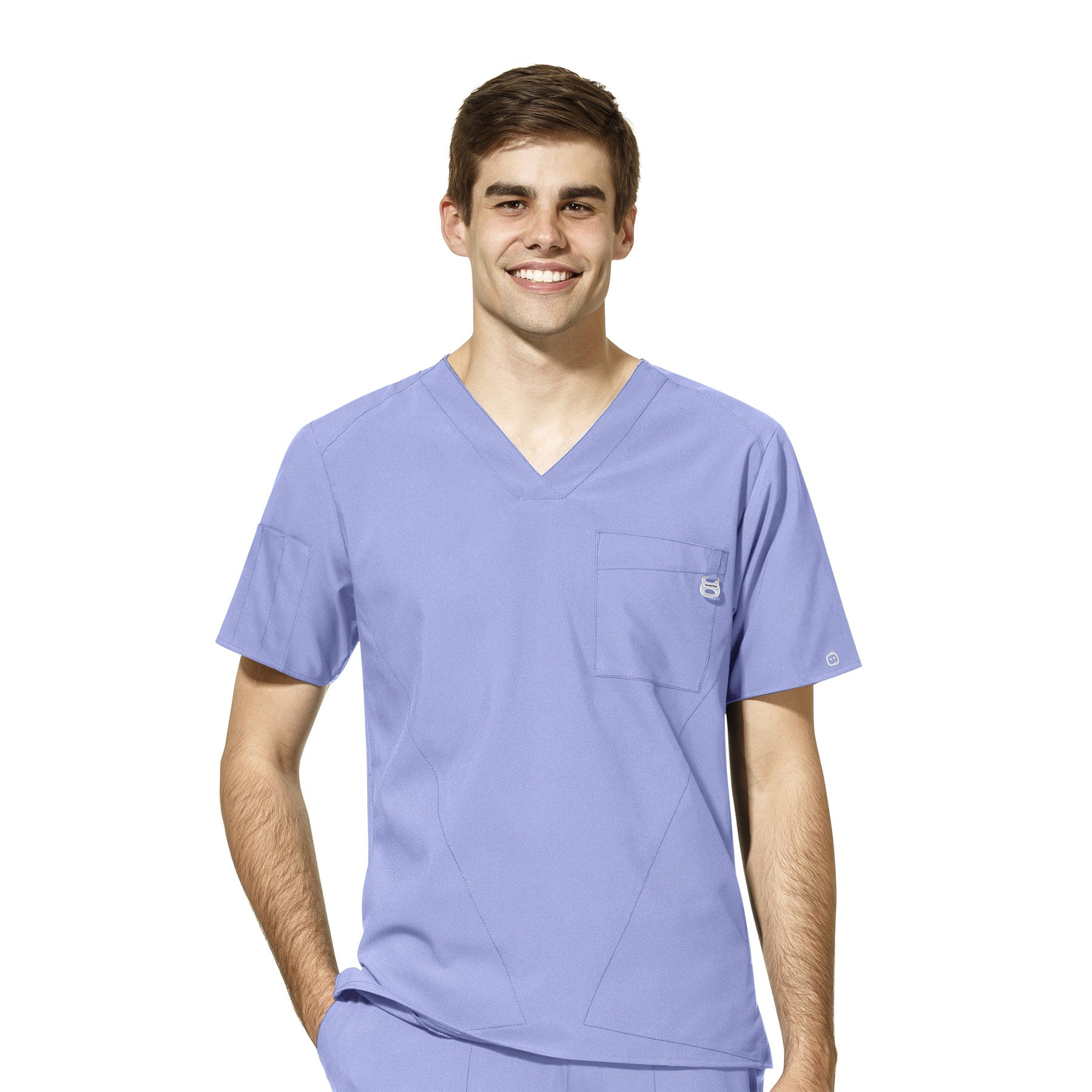 W123 6355 Men's V-Neck Scrub Top Ceil Blue