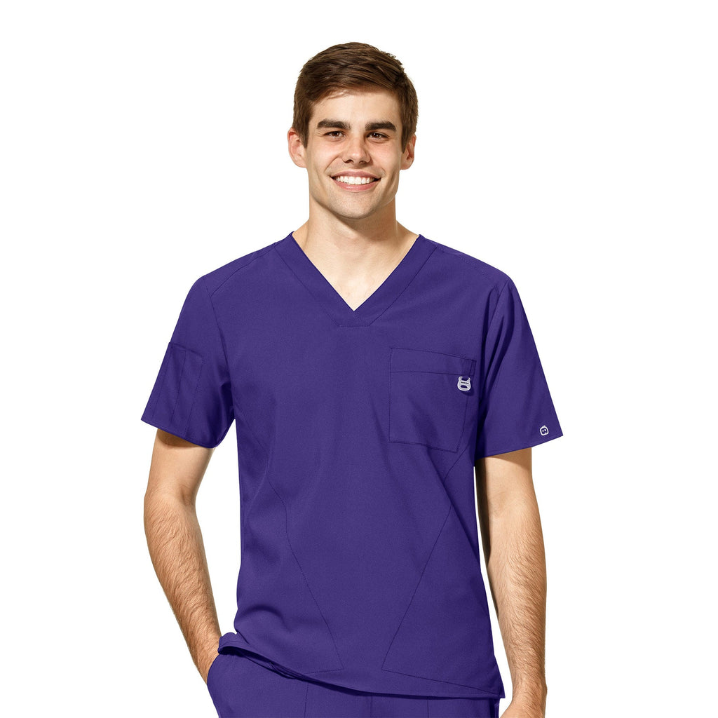 W123 6355 Men's V-Neck Scrub Top Grape