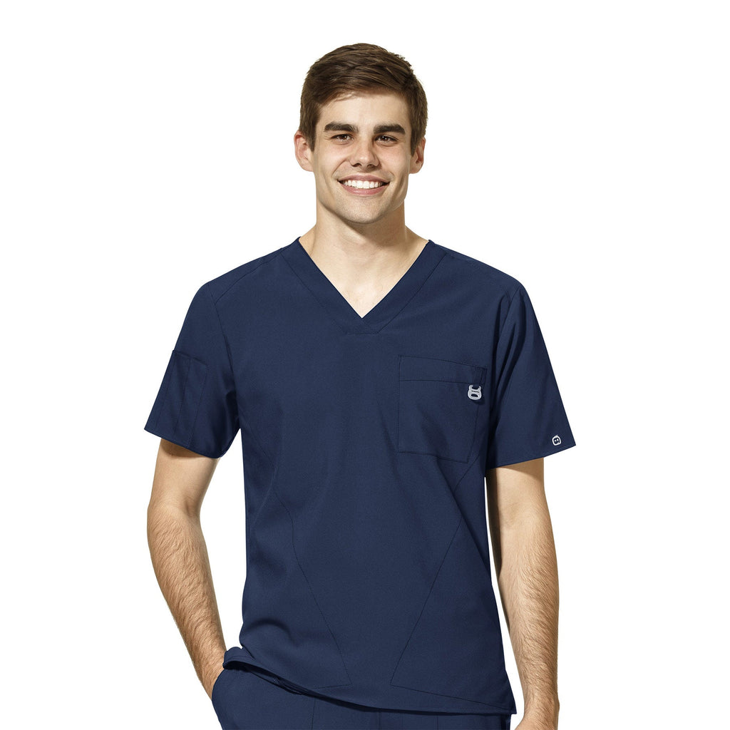 W123 6355 Men's V-Neck Scrub Top Navy