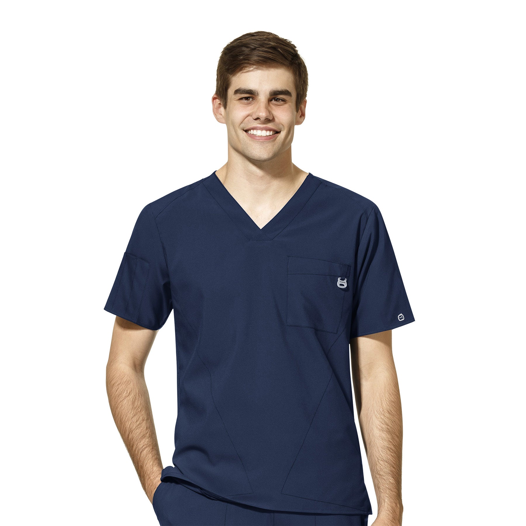 W123 6355 Men's V-Neck Scrub Top Navy
