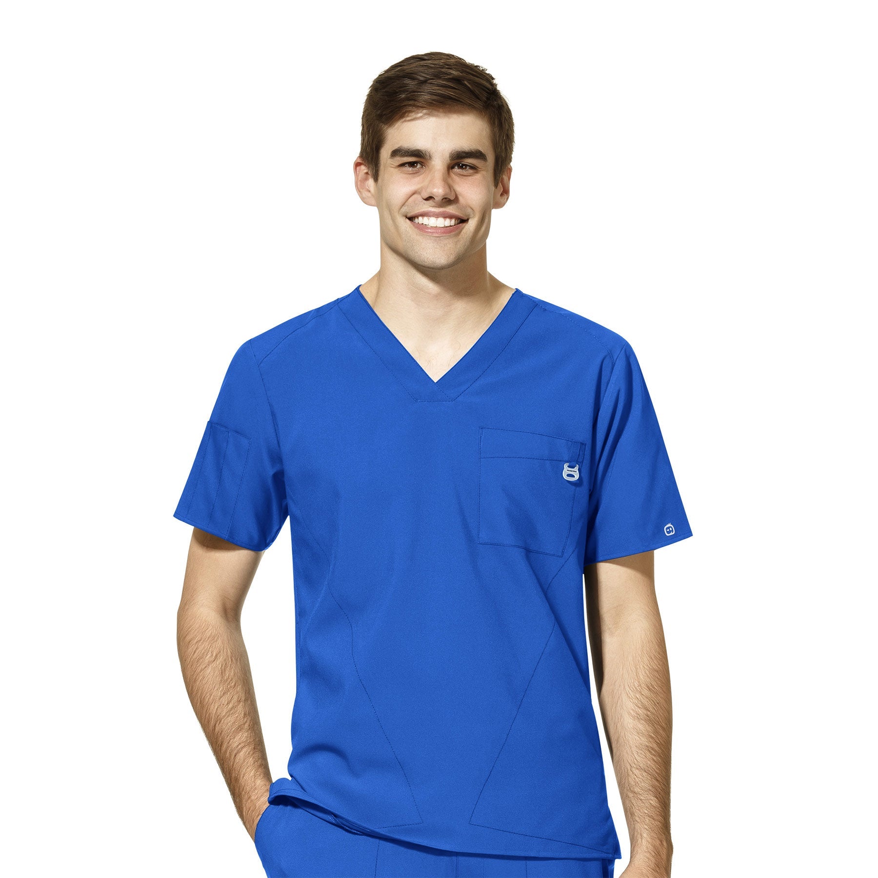 W123 6355 Men's V-Neck Scrub Top Royal