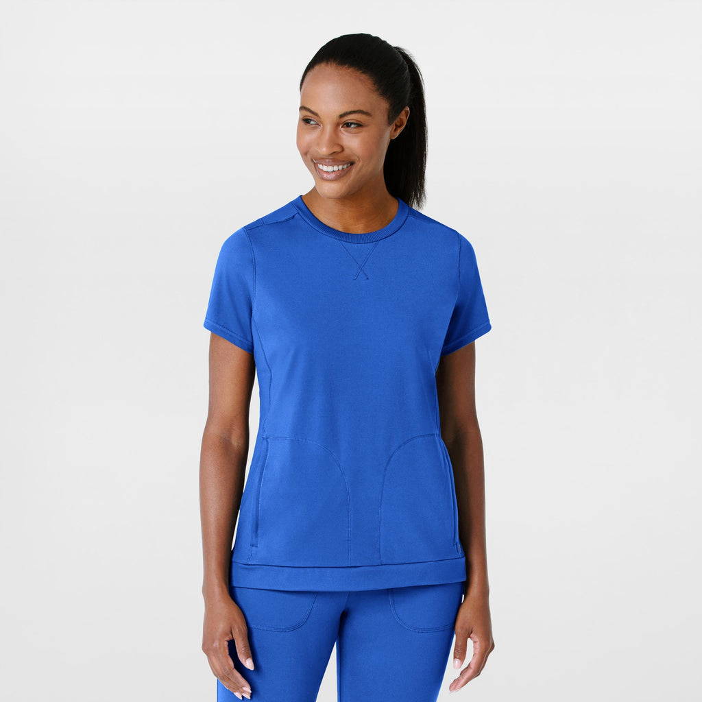 RENEW 6359 Knit Flex-n-Reach Crew Neck Scrub Top Royal