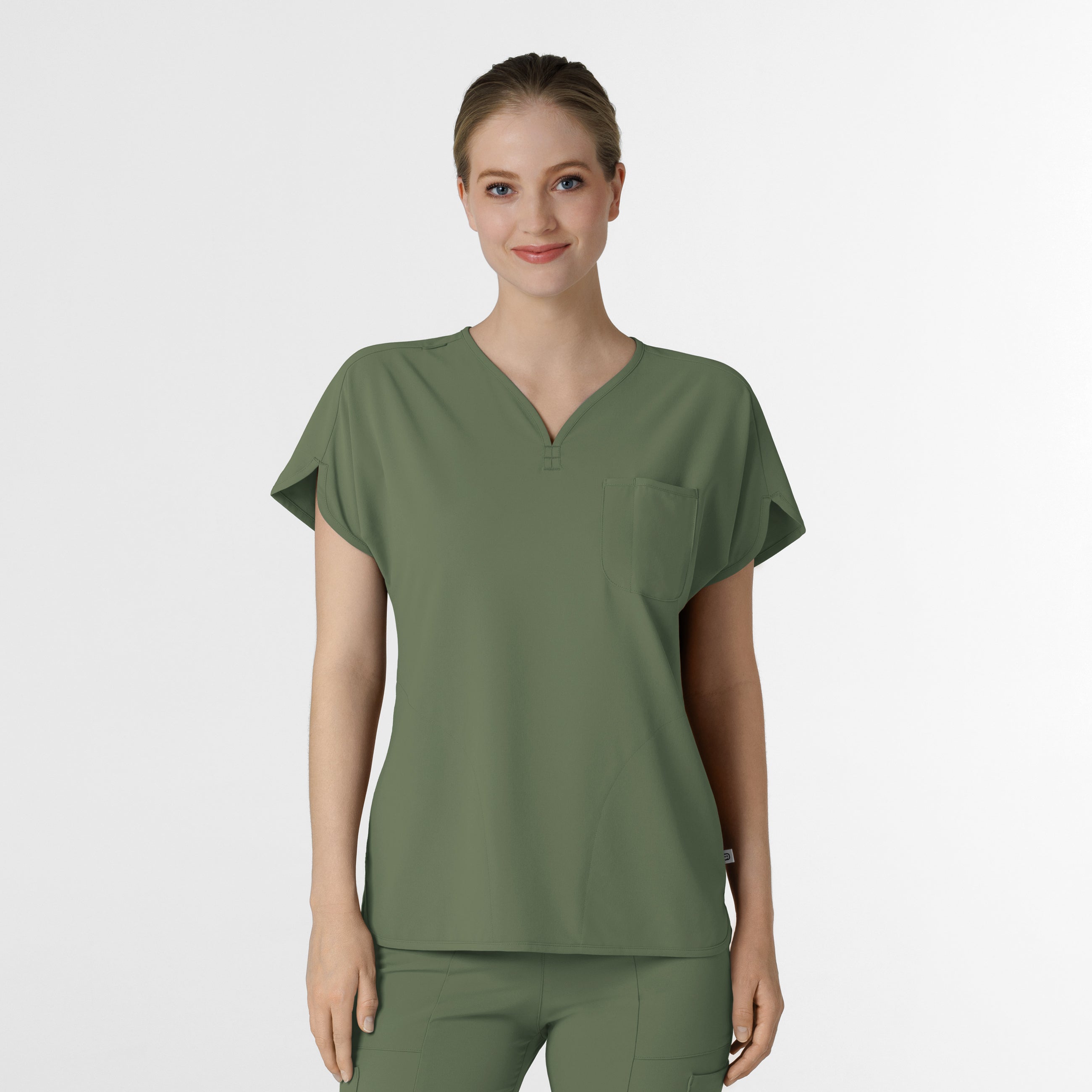 RENEW 6634 Dolman Scrub Top Olive