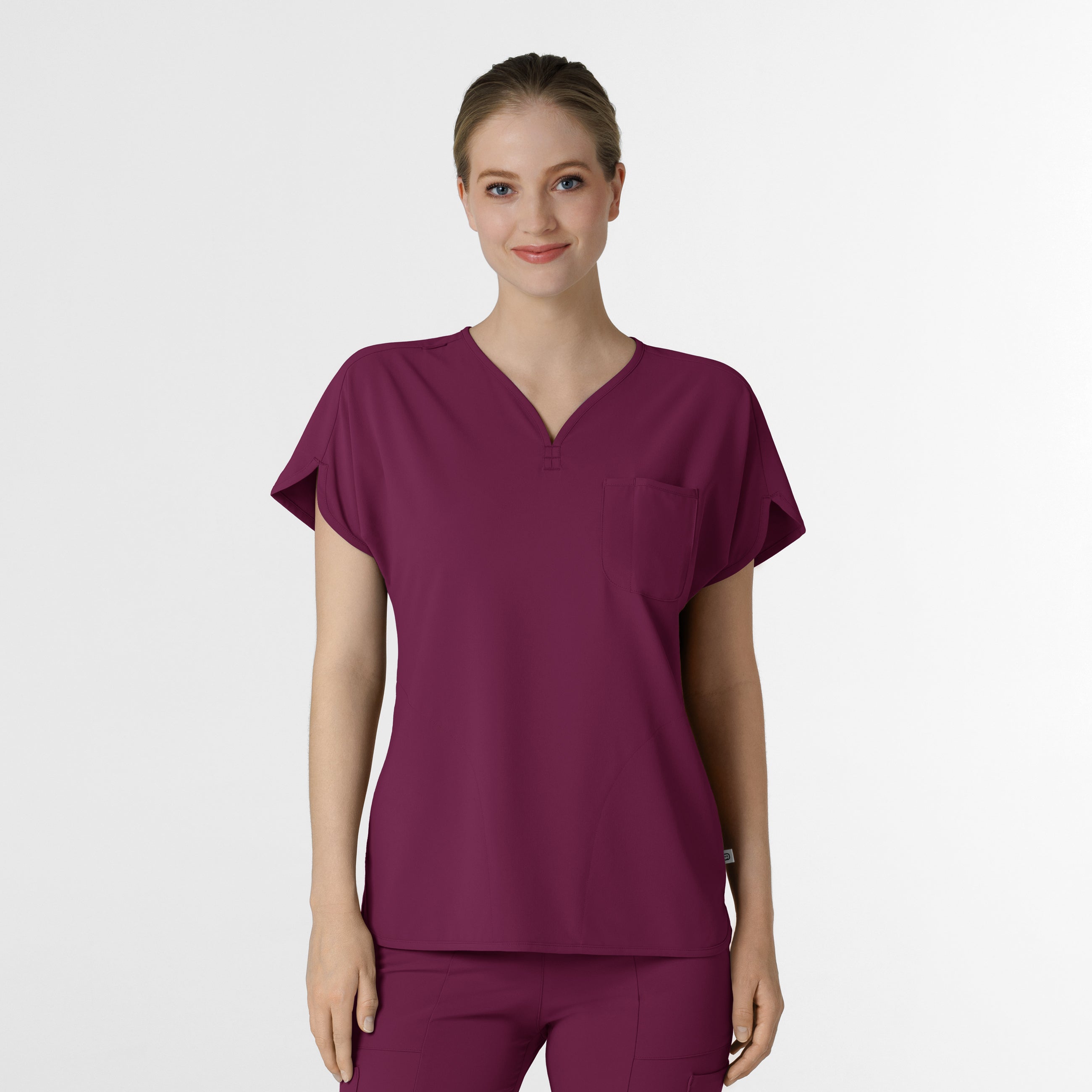 RENEW 6634 Dolman Scrub Top Wine