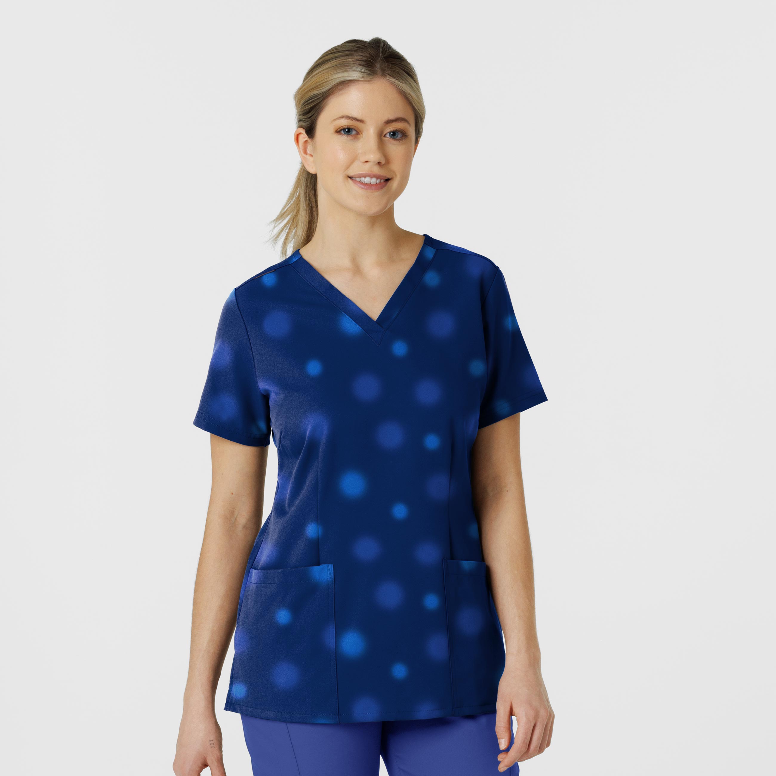 Fashion Prints 6657 Fitted 3-Pocket V-Neck Print Scrub Top Graffiti Blots