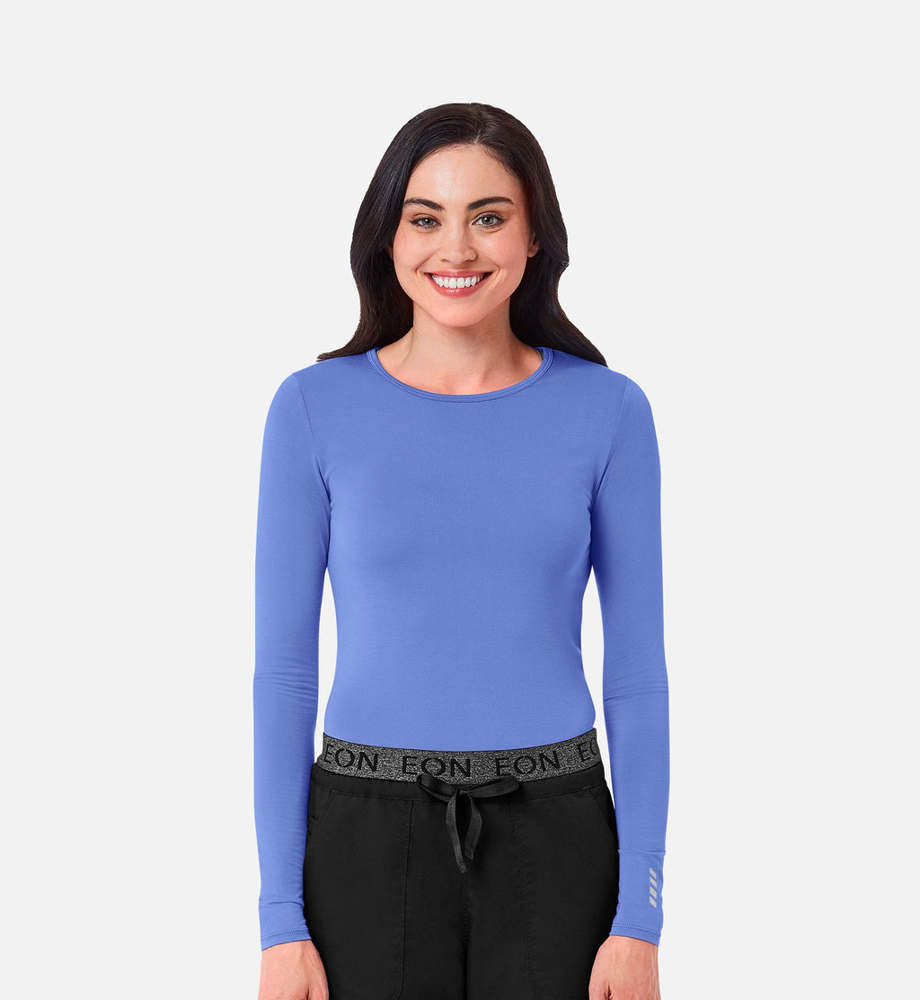 Knit 6709 Coolmax Long Sleeve Under Scrub Tee Ceil Blue
