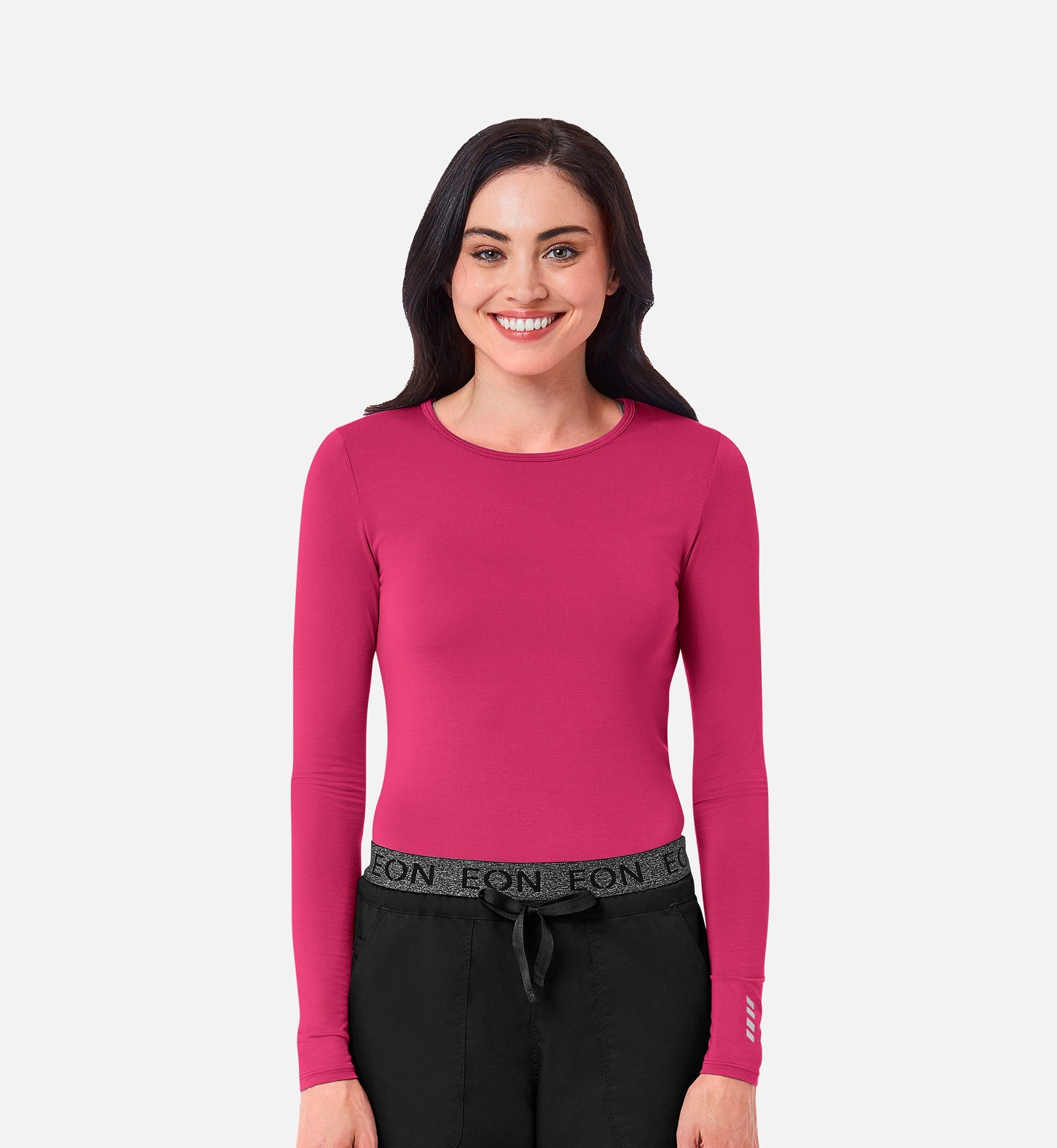 Knit 6709 Coolmax Long Sleeve Under Scrub Tee Hot Pink