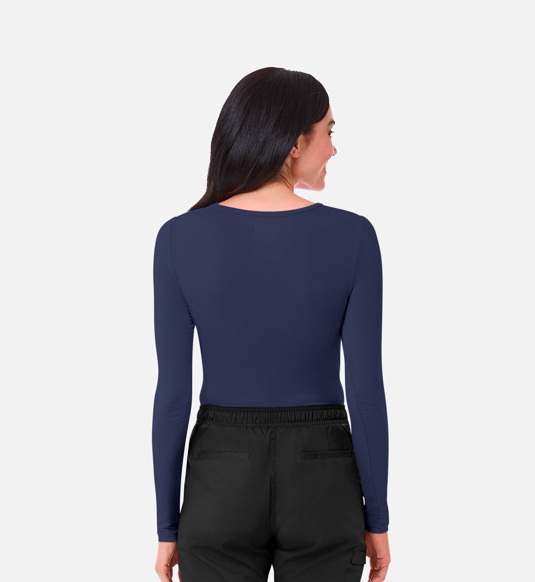 Knit 6709 Coolmax Long Sleeve Under Scrub Tee Navy