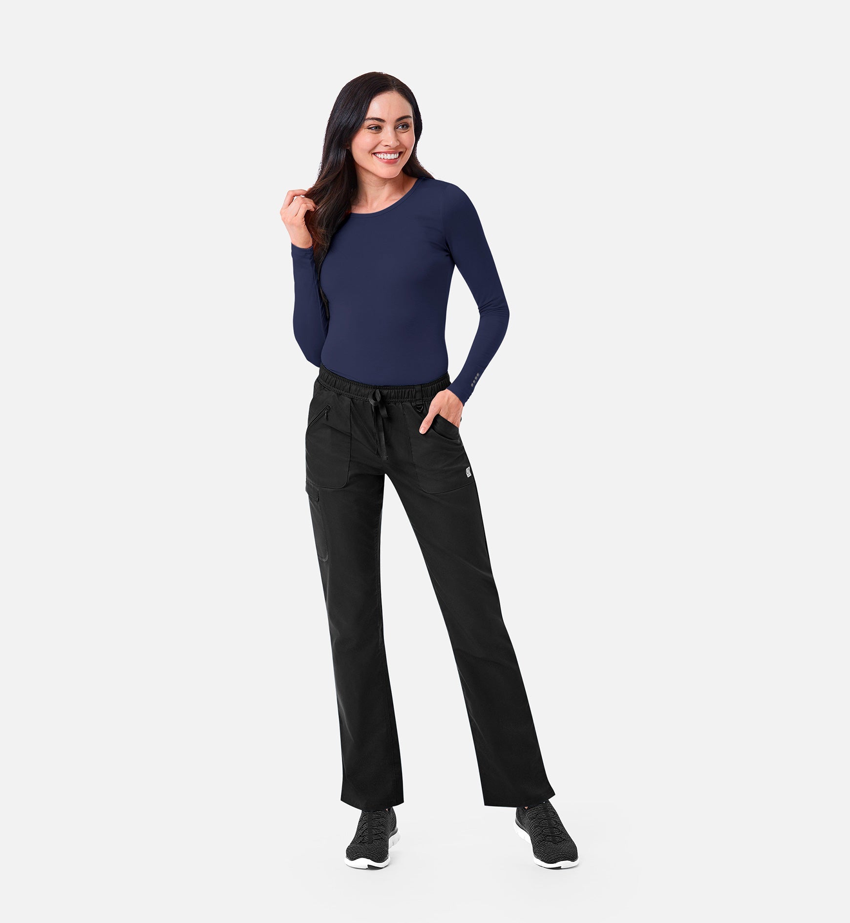 Knit 6709 Coolmax Long Sleeve Under Scrub Tee Navy