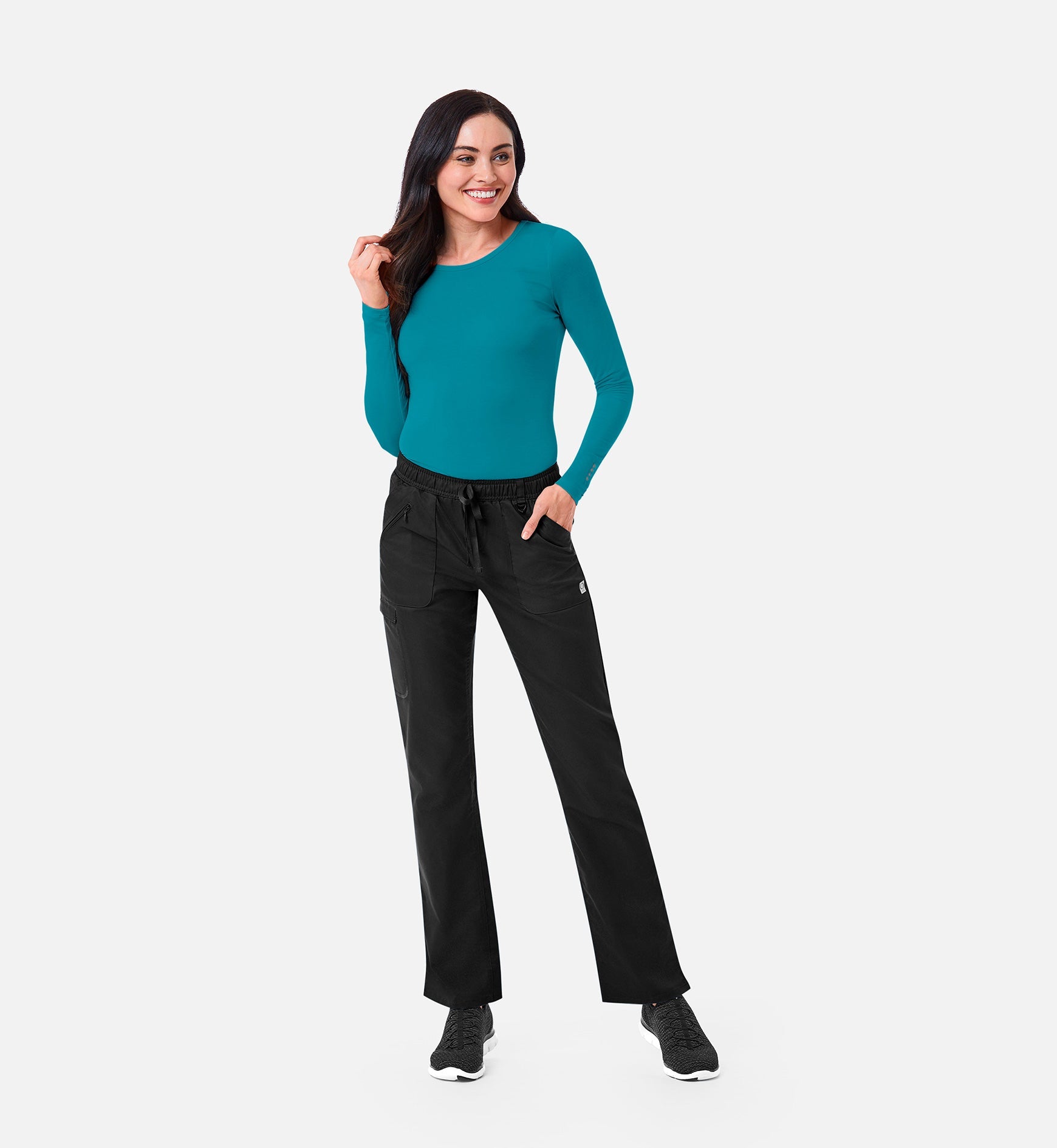 Knit 6709 Coolmax Long Sleeve Under Scrub Tee Teal Blue