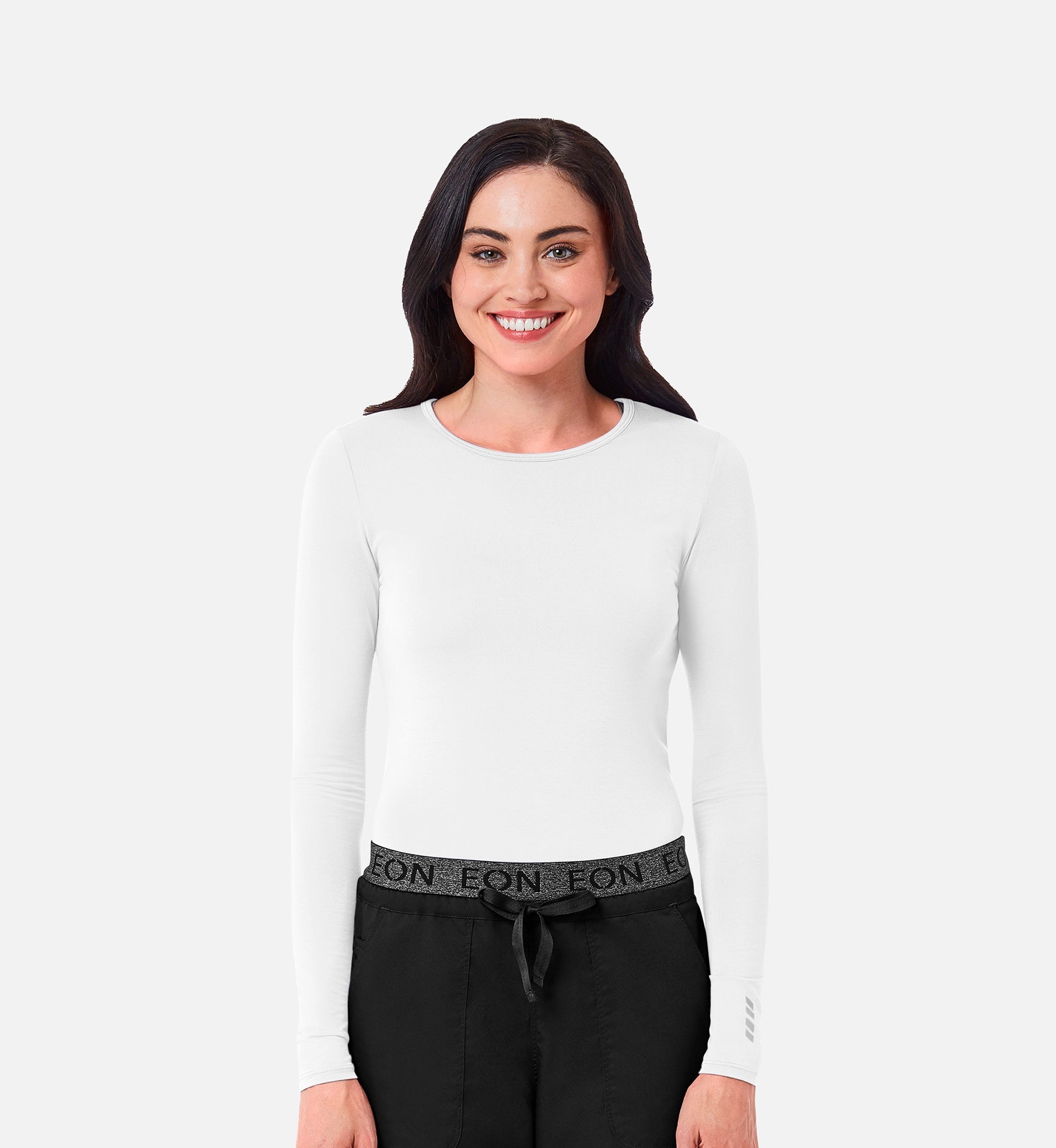 Knit 6709 Coolmax Long Sleeve Under Scrub Tee White