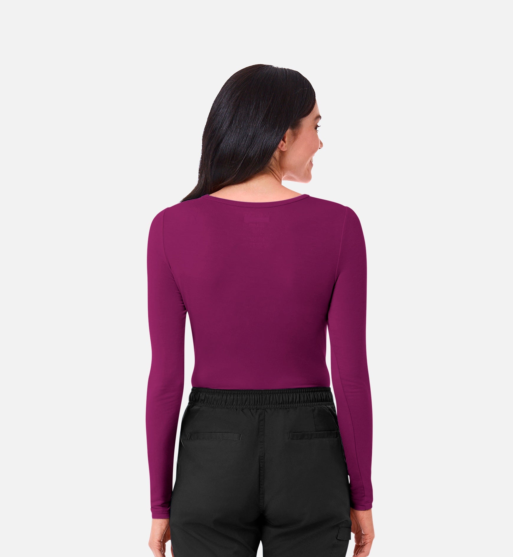 Knit 6709 Coolmax Long Sleeve Under Scrub Tee Wine