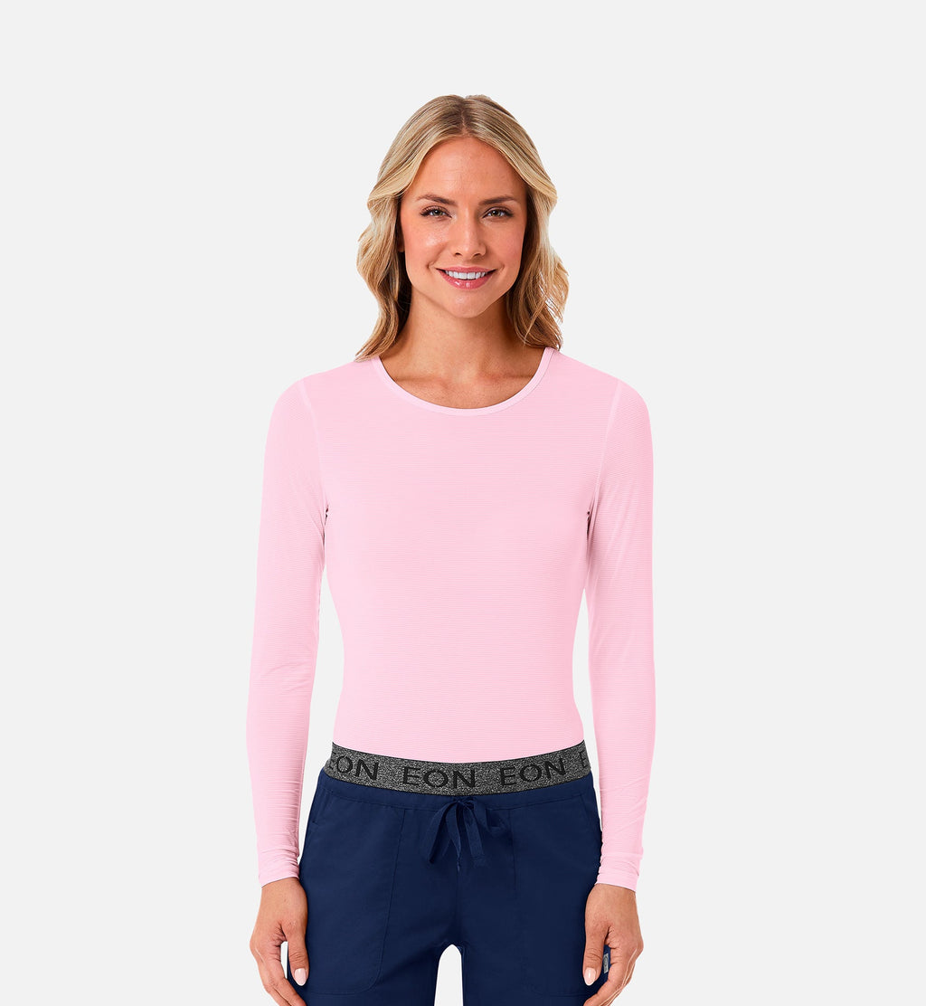 Knit 6809 Ladies Long Sleeve Under Scrub Tee Blush Pink