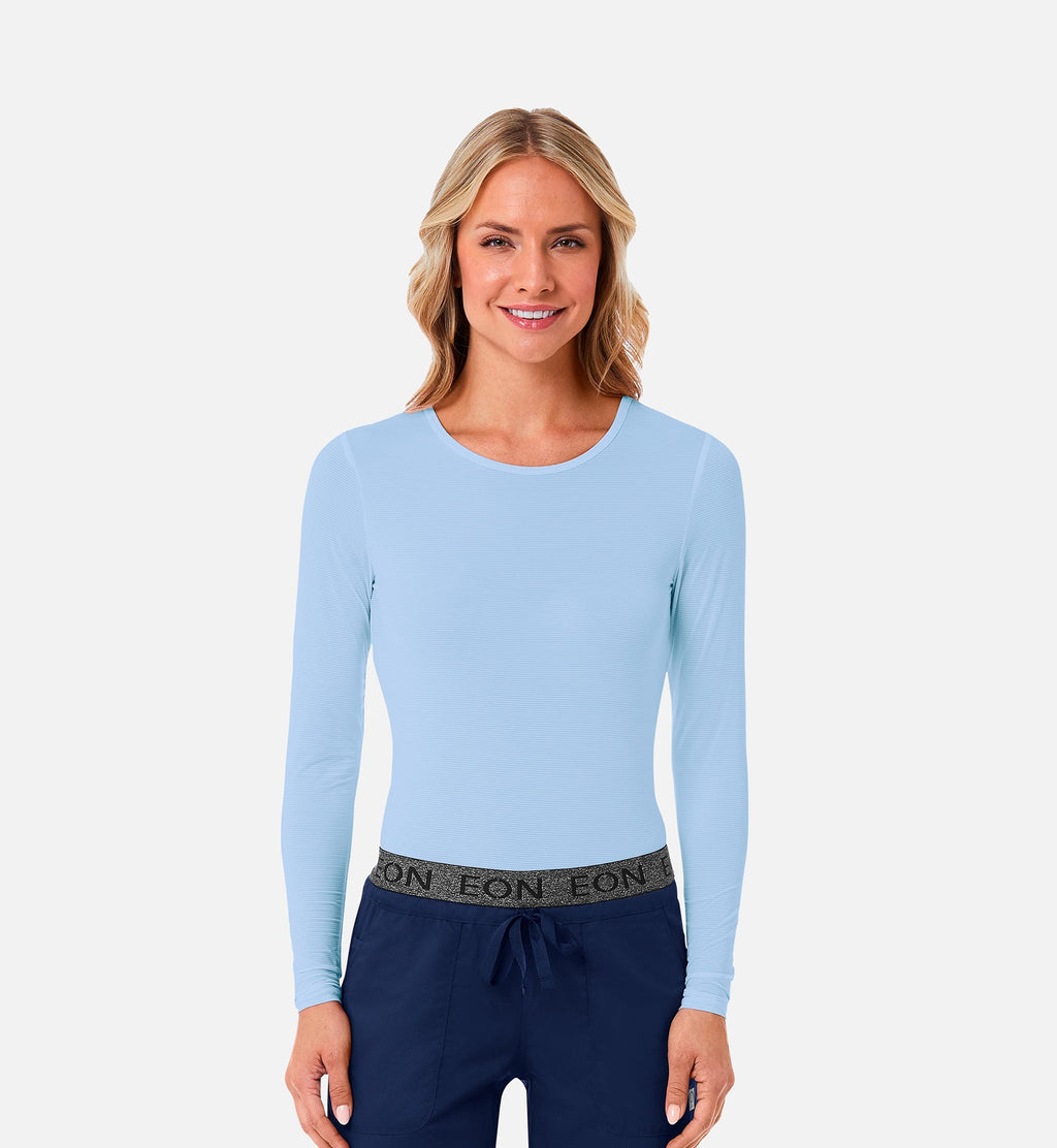 Knit 6809 Ladies Long Sleeve Under Scrub Tee Sky Blue
