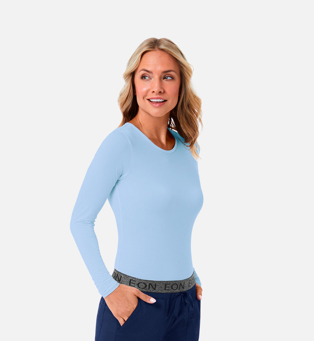 Knit 6809 Ladies Long Sleeve Under Scrub Tee Sky Blue