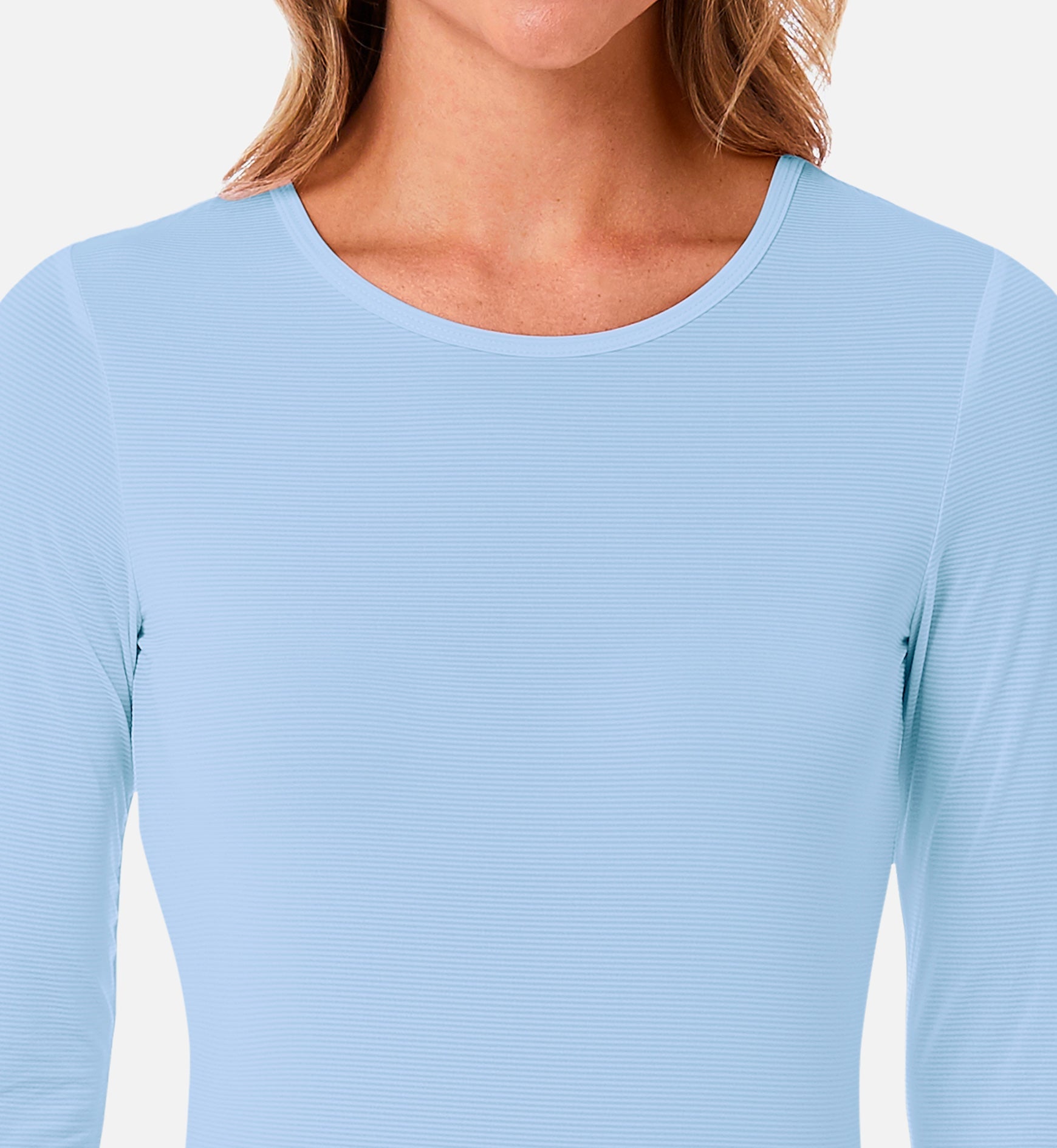 Knit 6809 Ladies Long Sleeve Under Scrub Tee Sky Blue
