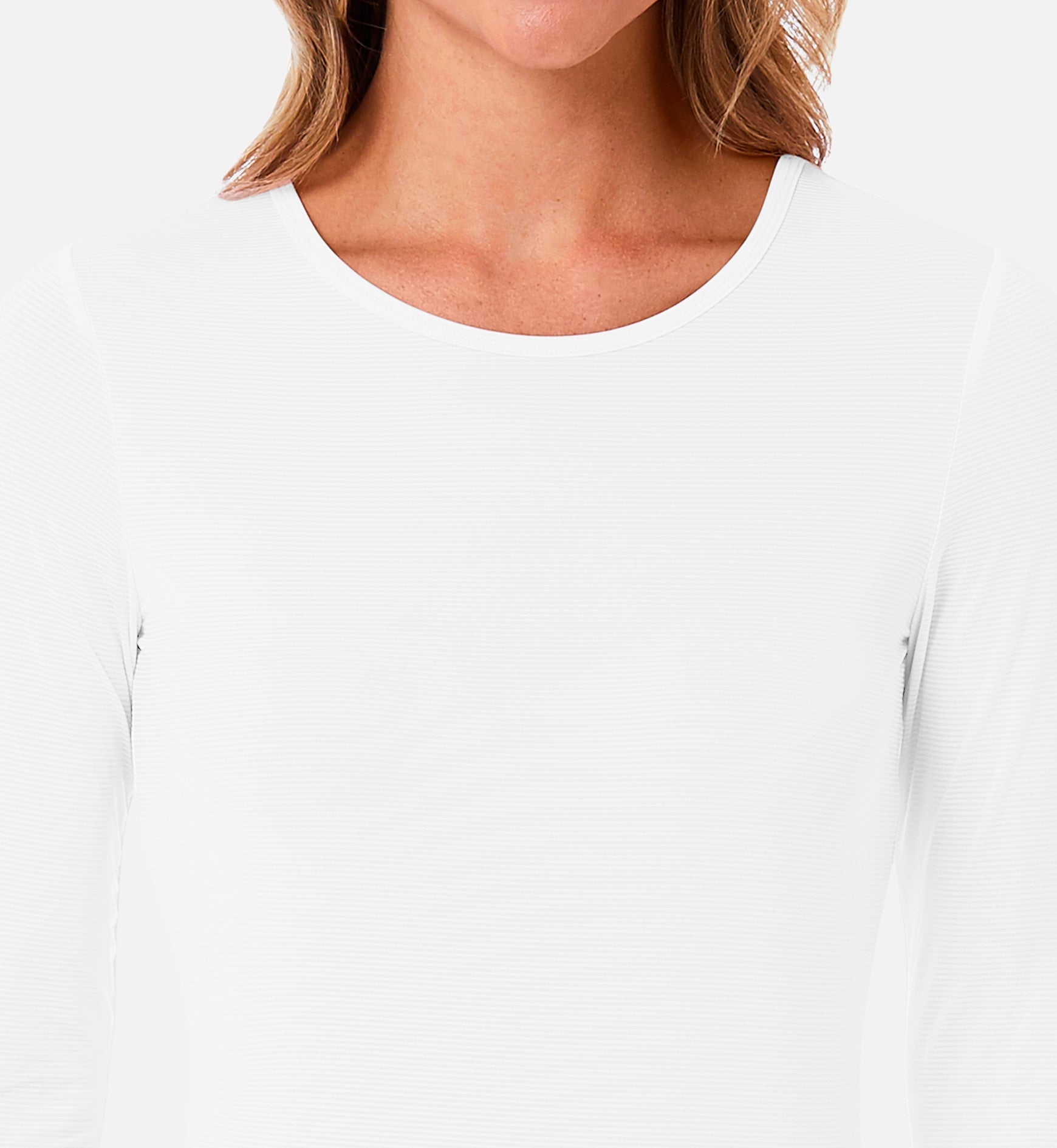 Knit 6809 Ladies Long Sleeve Under Scrub Tee White