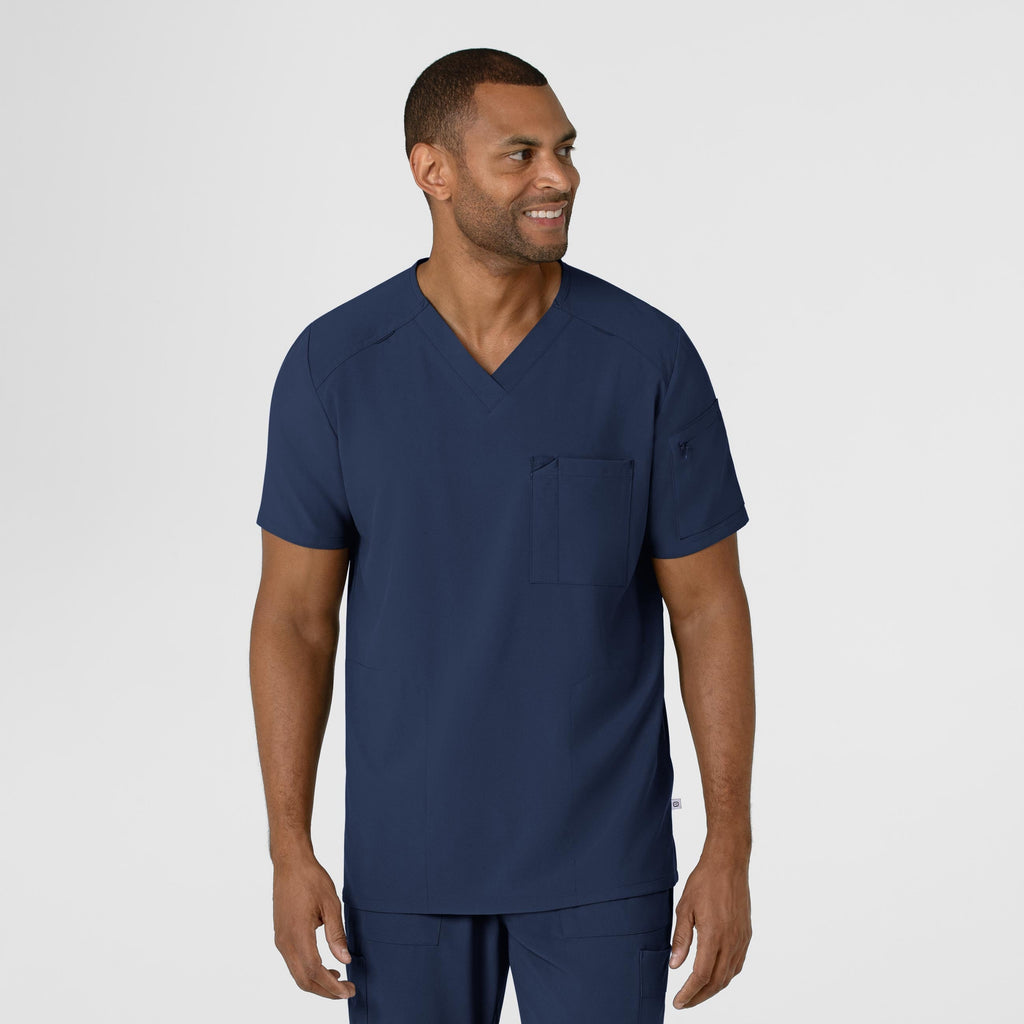 RENEW 6834 Men's V-Neck 5 Pocket Scrub Top Navy